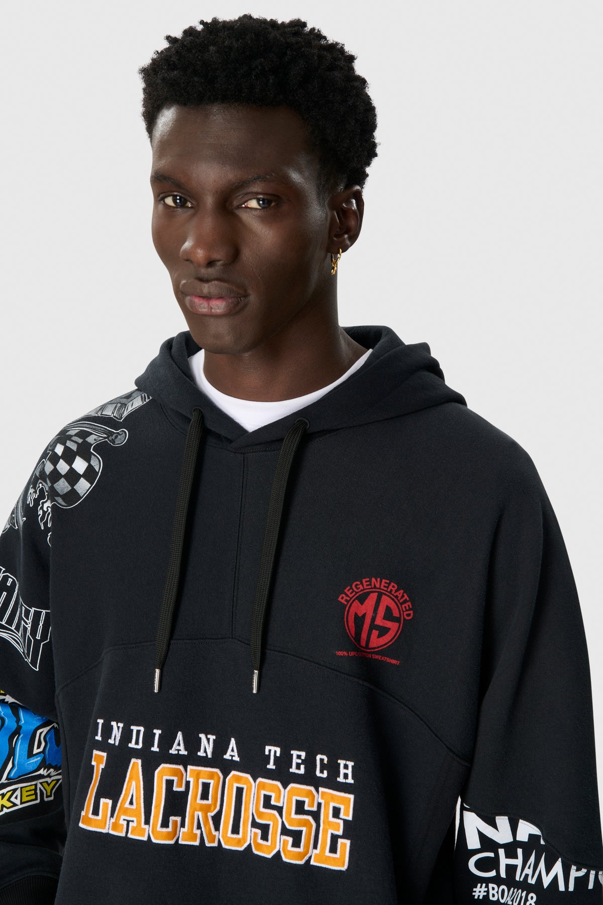 Upcycled Graphic Sweatshirts Hoodie, image 6 of 12