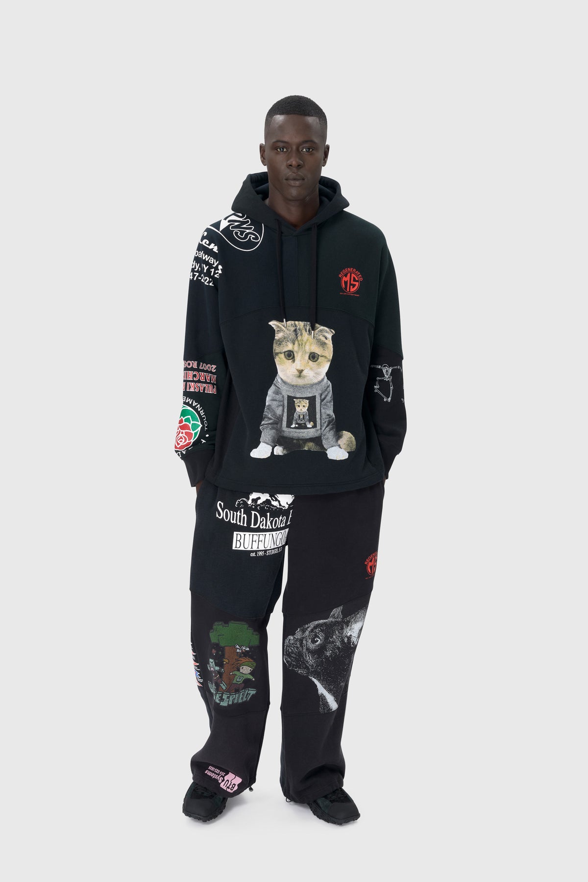 Upcycled Graphic Sweatshirts Hoodie, image 8 of 12