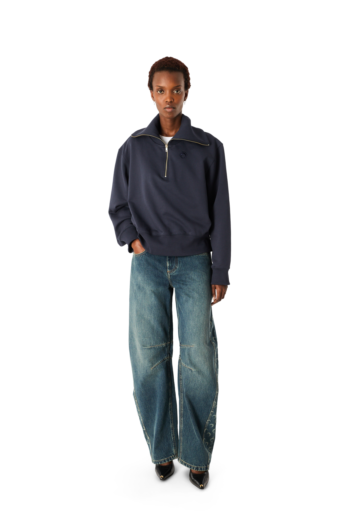 SWEAT-SHIRT EN POLAIRE À DEMI-ZIP AVEC LOGO LUNE