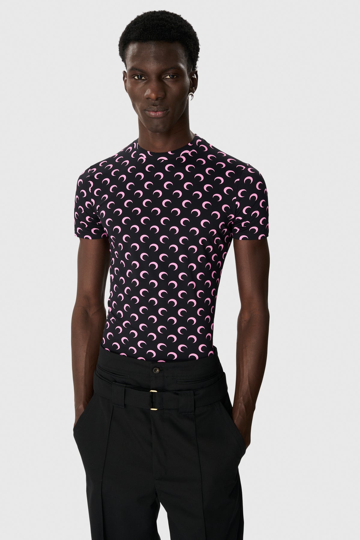 MOON PRINTED JERSEY SHORT SLEEVES CREWNECK TOP