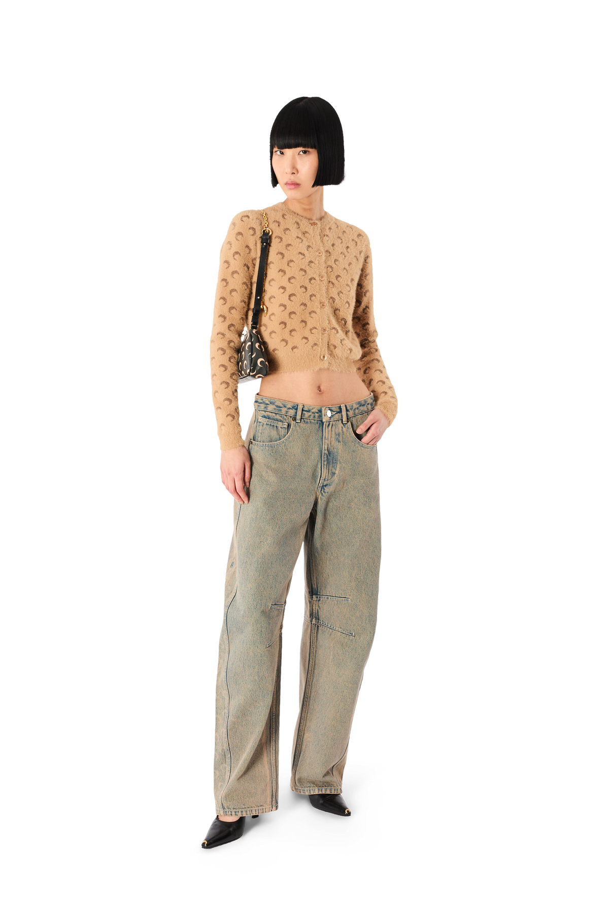 FLUFFY MOON JACQUARD KNIT LONG SLEEVES CARDIGAN