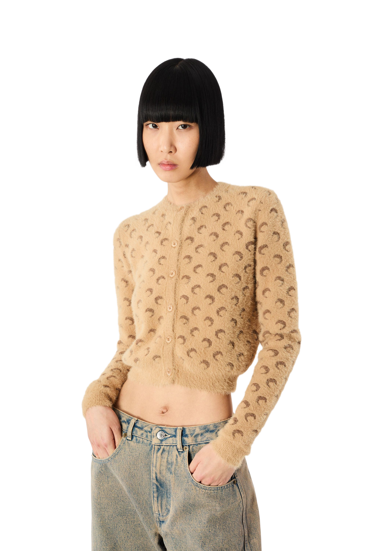 FLUFFY MOON JACQUARD KNIT LONG SLEEVES CARDIGAN