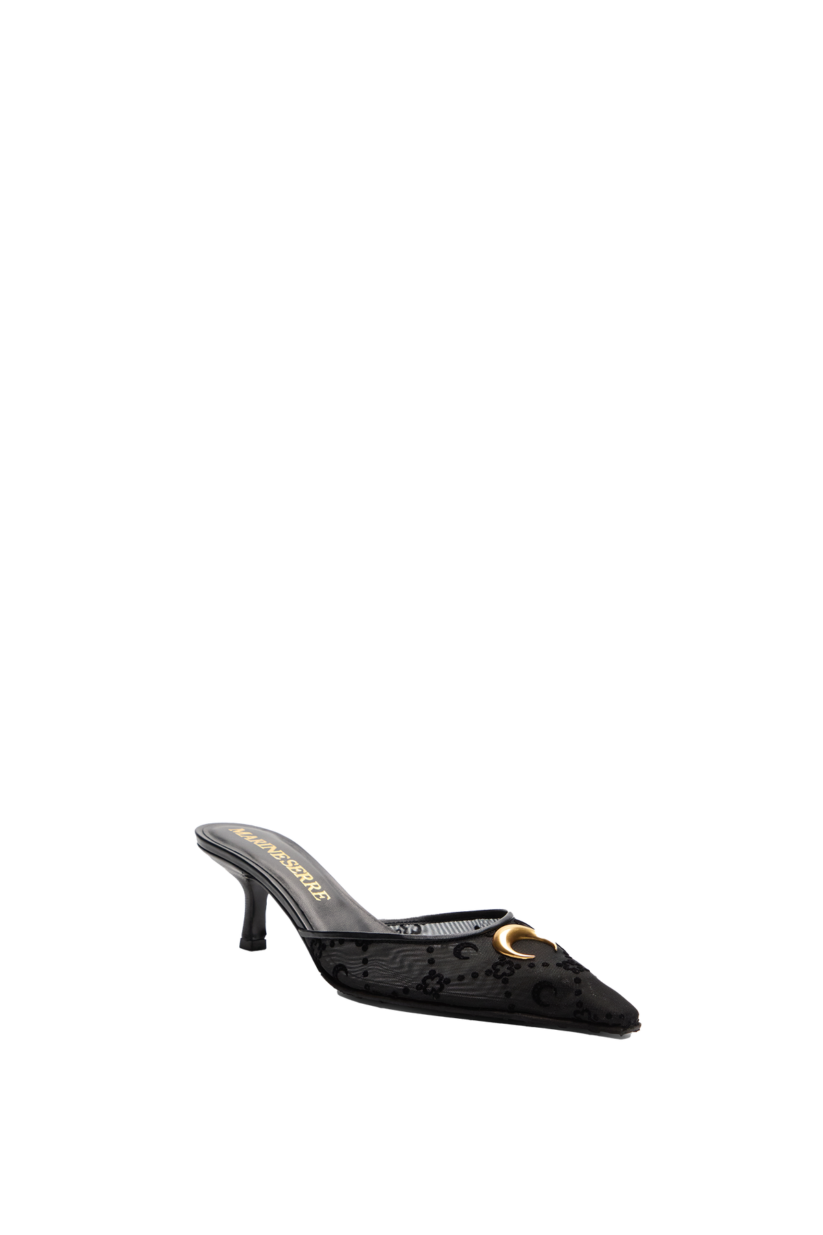 MESH FLOCK KITTEN HEEL MULES