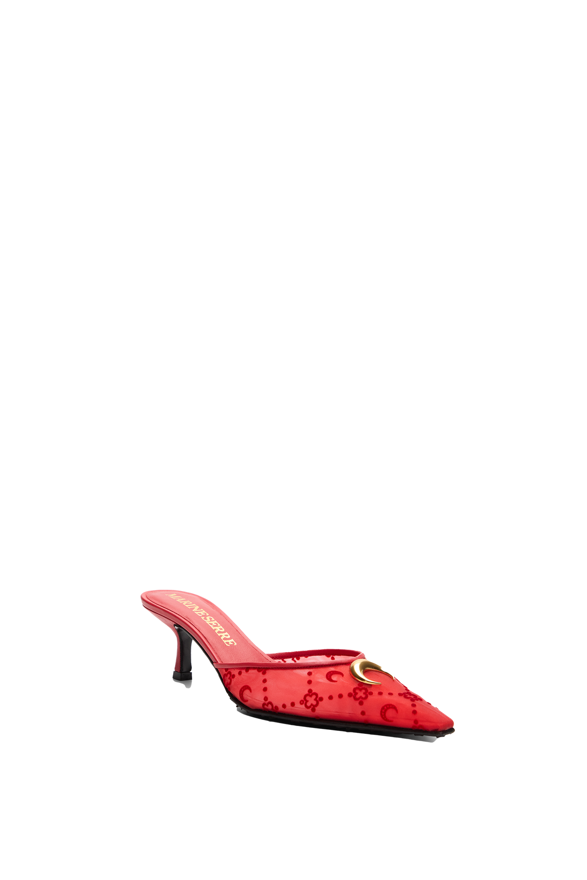 MESH FLOCK KITTEN HEEL MULES
