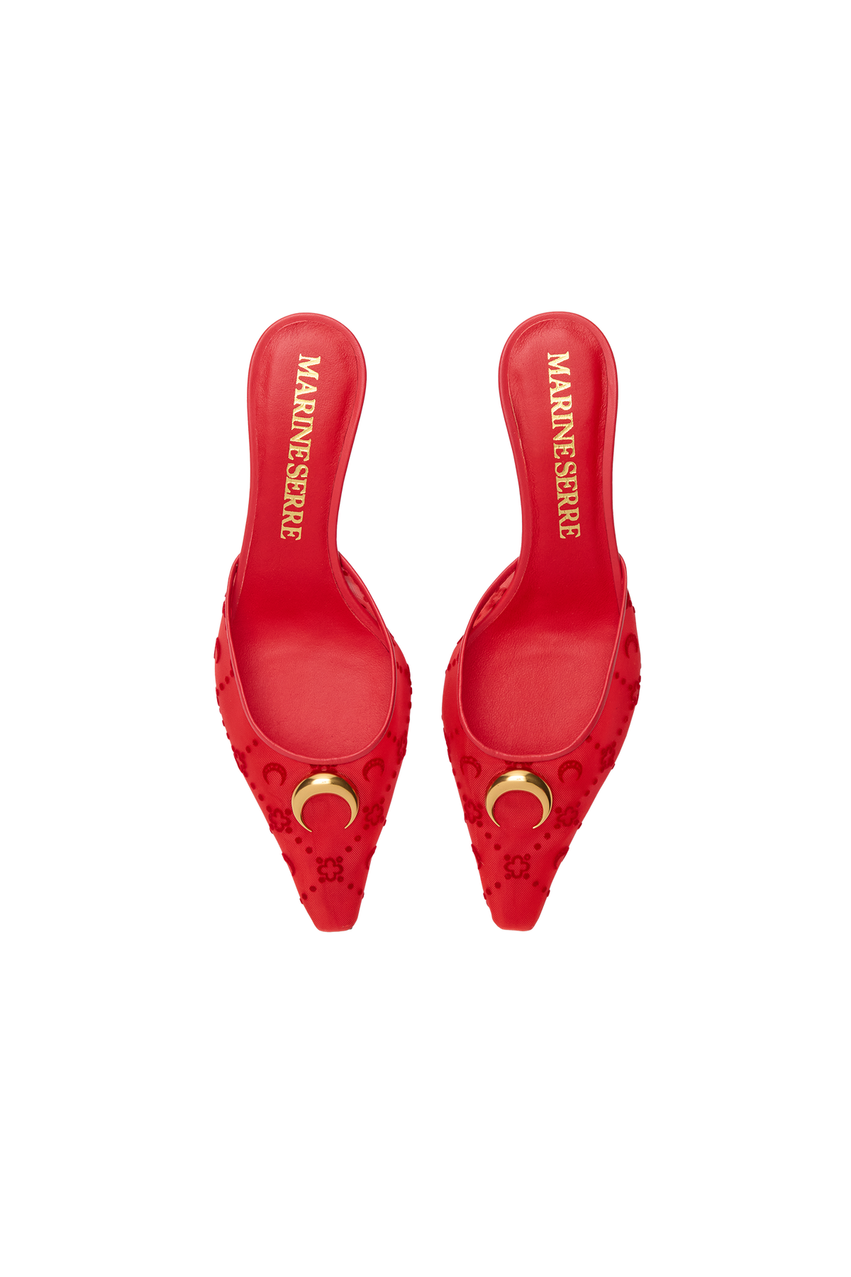 MESH FLOCK KITTEN HEEL MULES