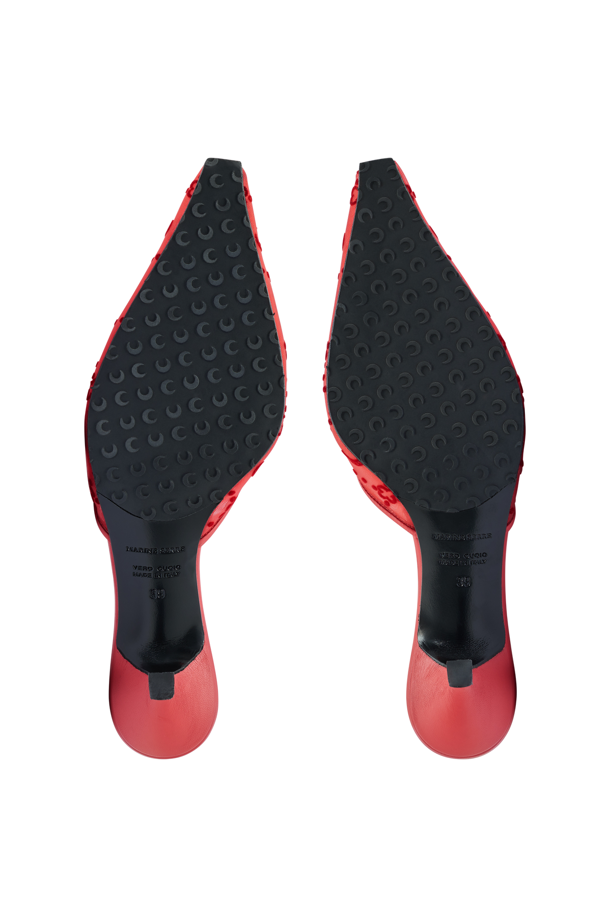 MESH FLOCK KITTEN HEEL MULES