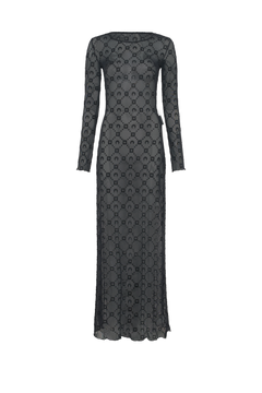Moonogram Mesh Flock Long Dress