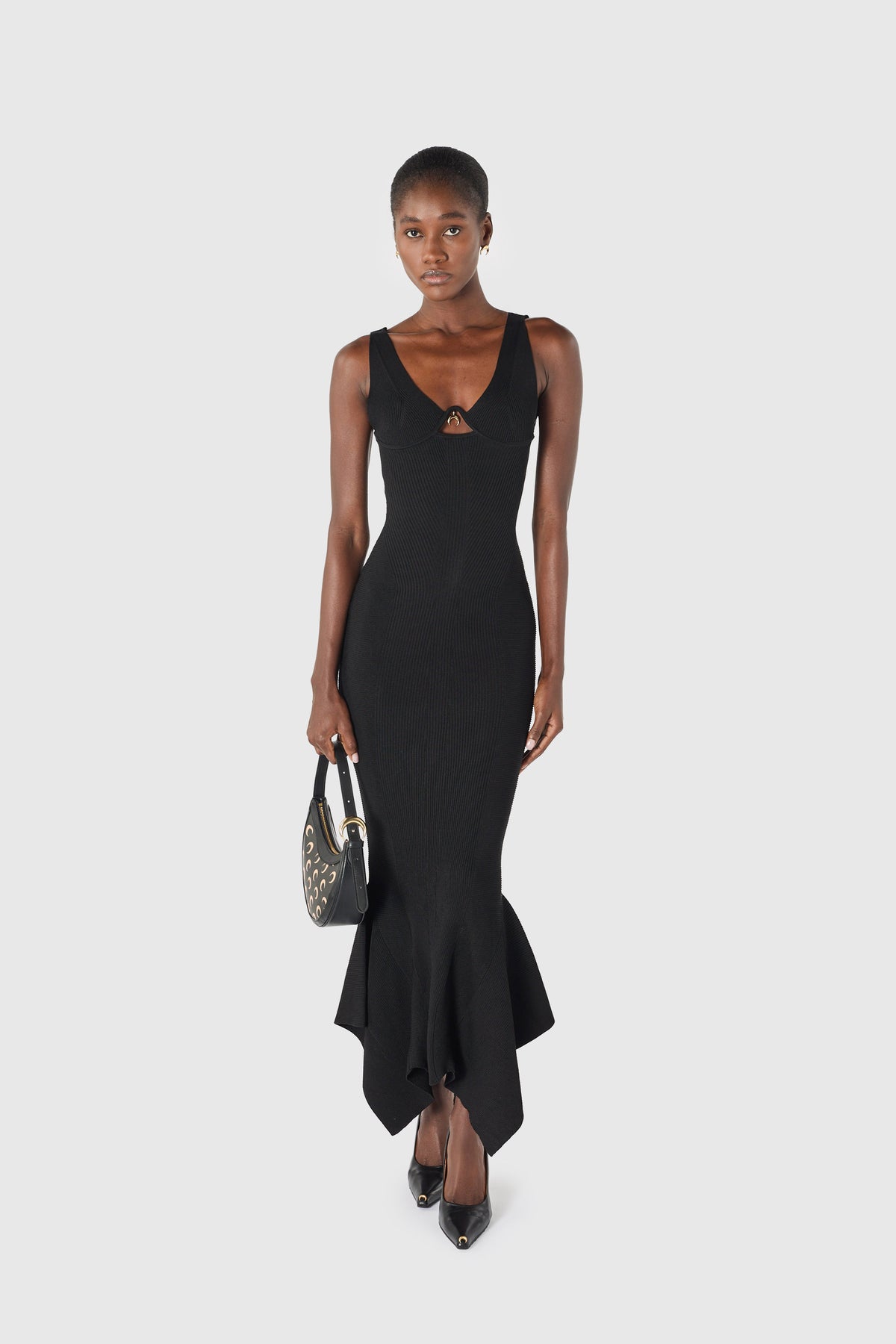 Knit straps long dress