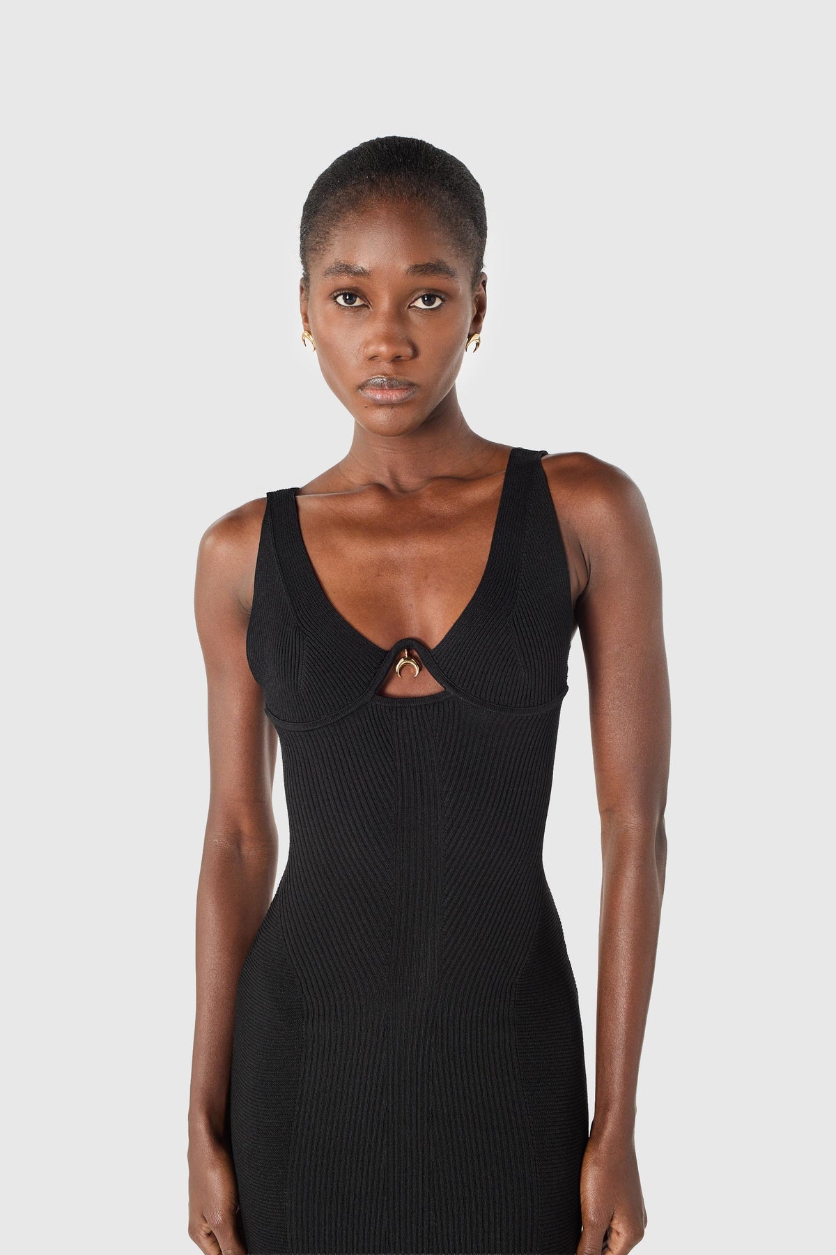 Knit straps long dress