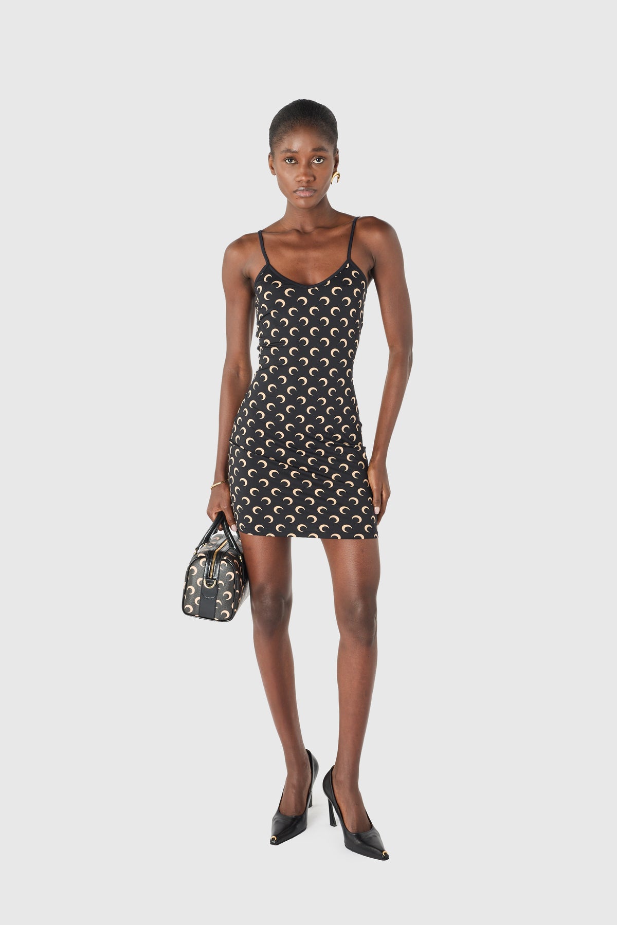 Moon printed jersey straps mini dress
