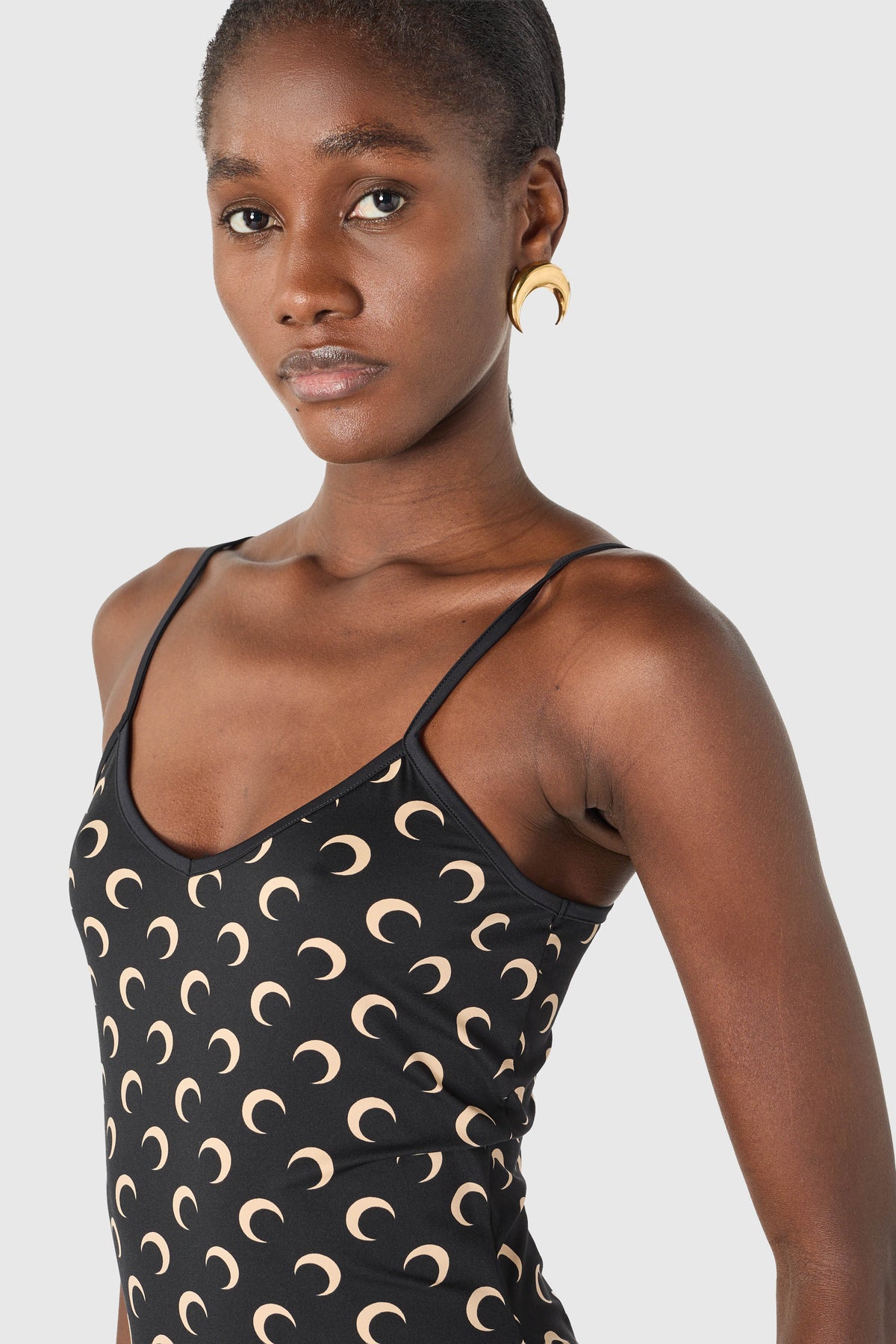 Moon printed jersey straps mini dress