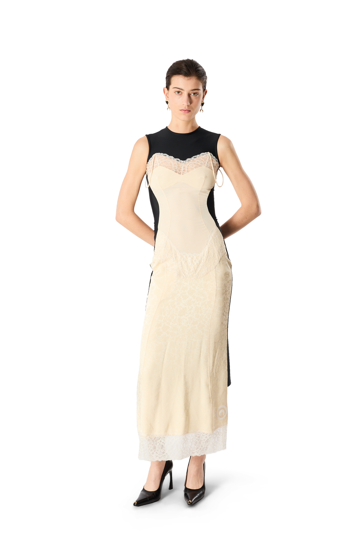 MIX FABRICS JACQUARD DRESS
