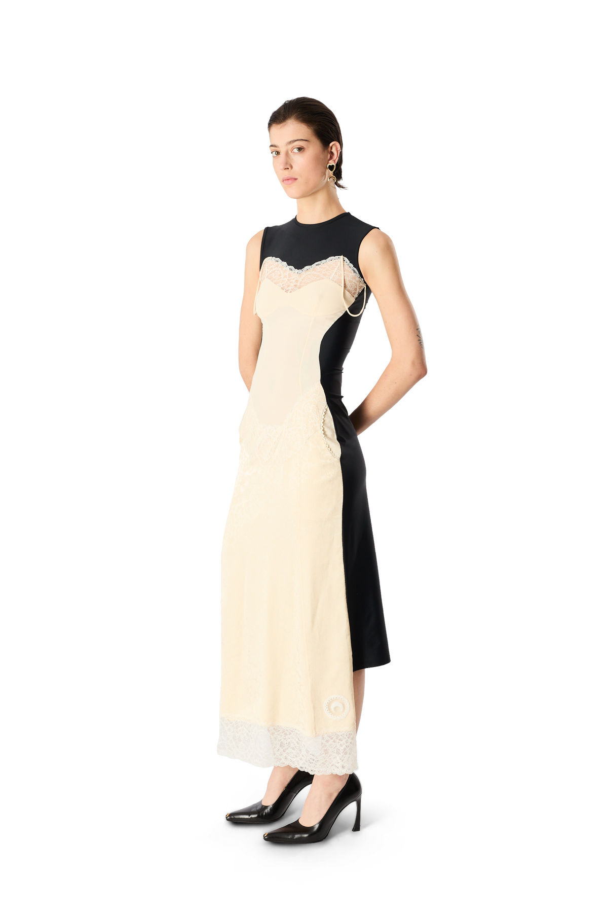 MIX FABRICS JACQUARD DRESS, image 4 of 6