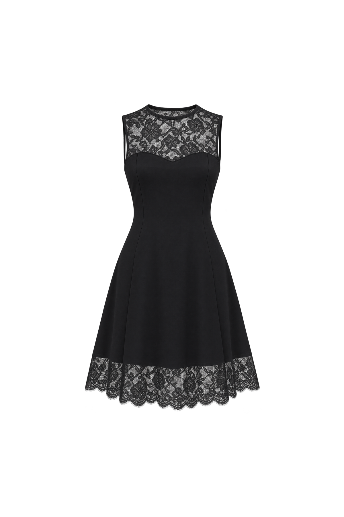 MIX FABRICS CREPE MIDI DRESS