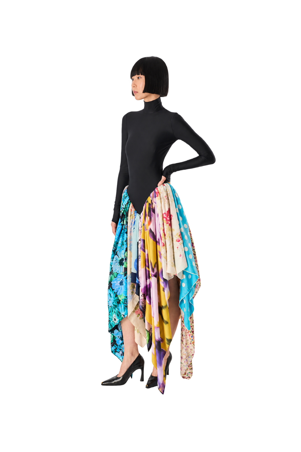 REGENERATED SILK SCARVES LONG DRESS