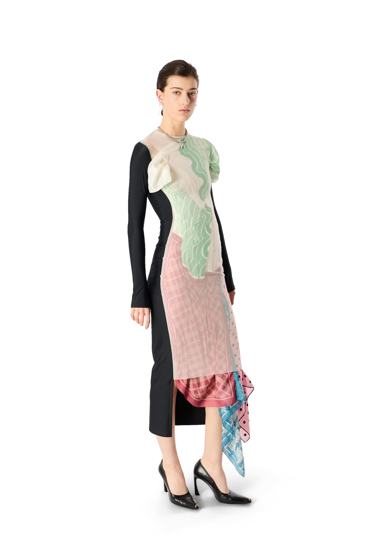 UPCYCLED SILK SCARVES LONG DRESS