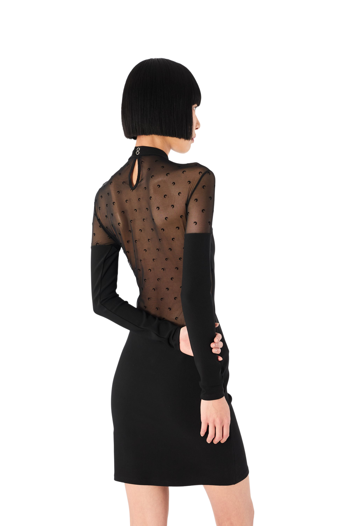 PLUMETIS MOON MESH &amp; SHINY JERSEY MIDI DRESS, image 2 of 3