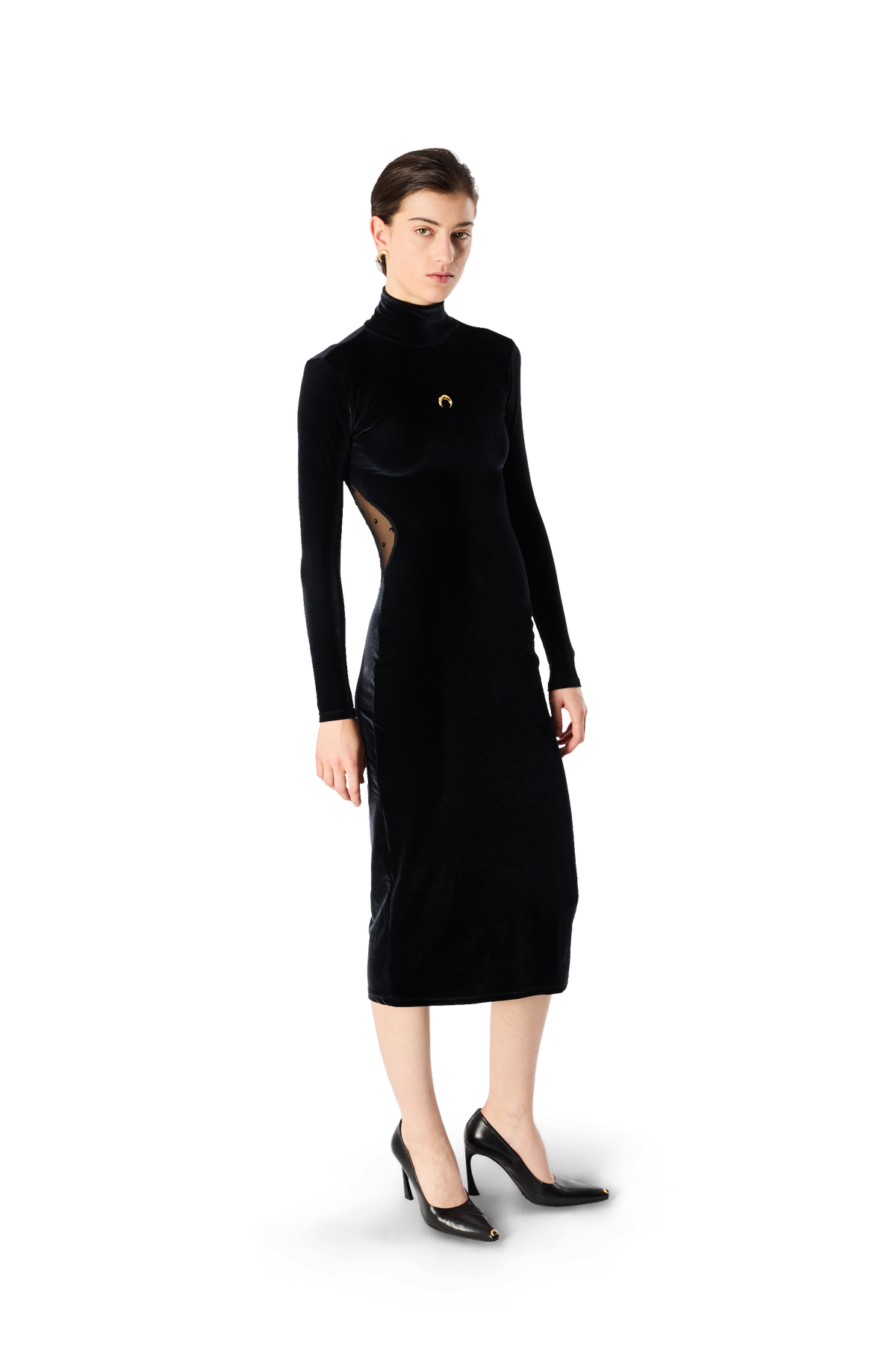 MOON LOGO VELVET FLEECE LONG DRESS