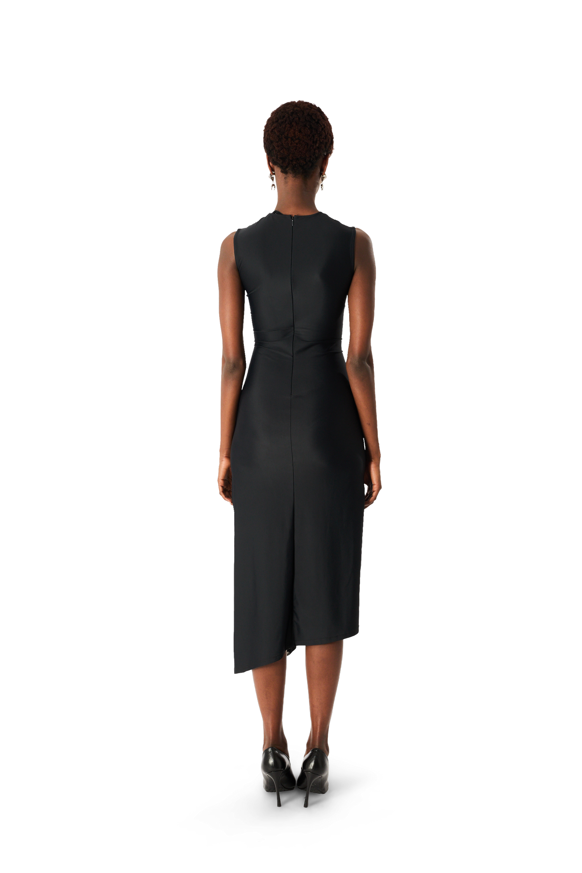 MIX FABRICS POLKA DOT ASYMETRICAL DRESS