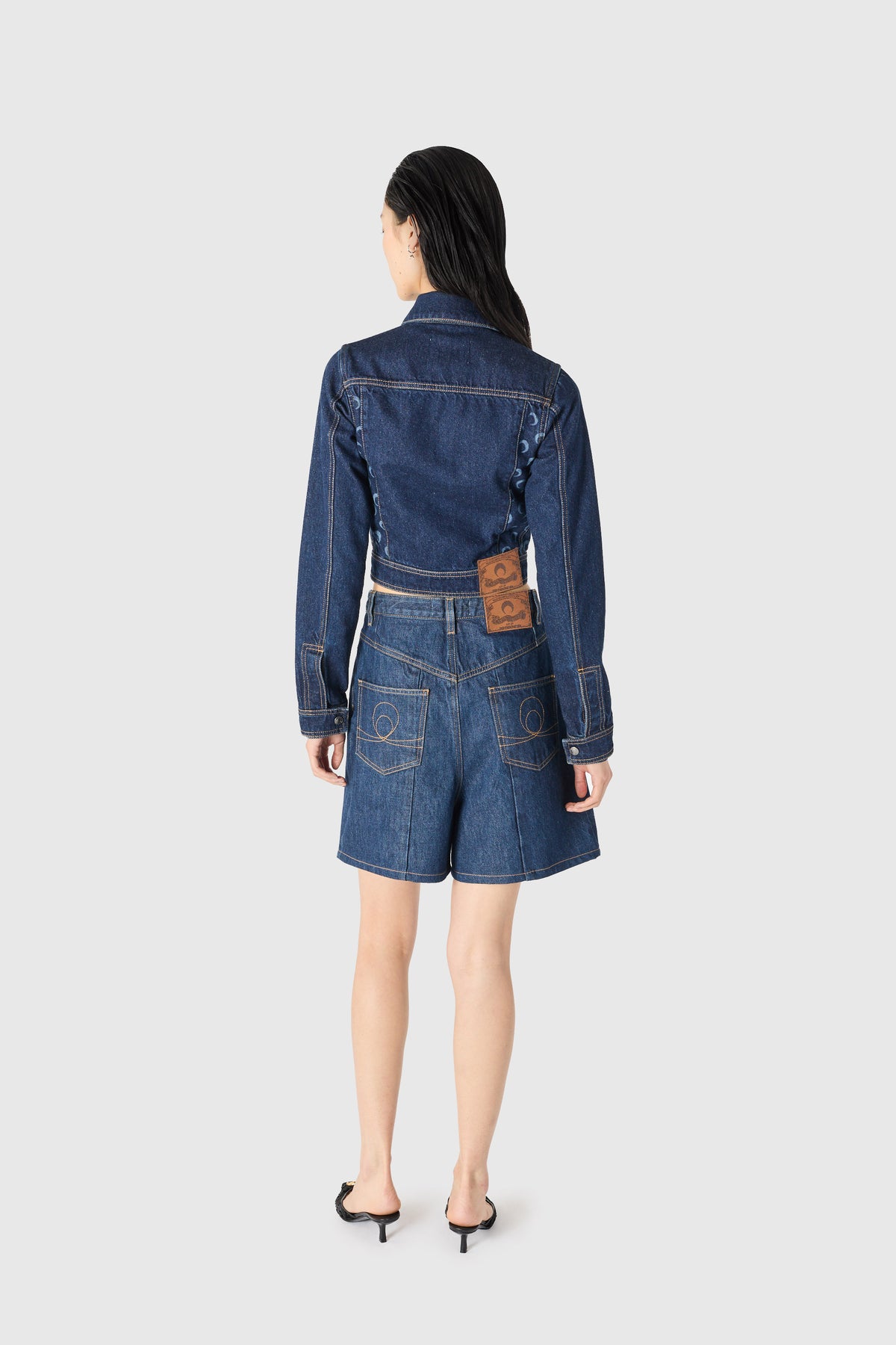 Veste trucker zippée en jean bleu nuit