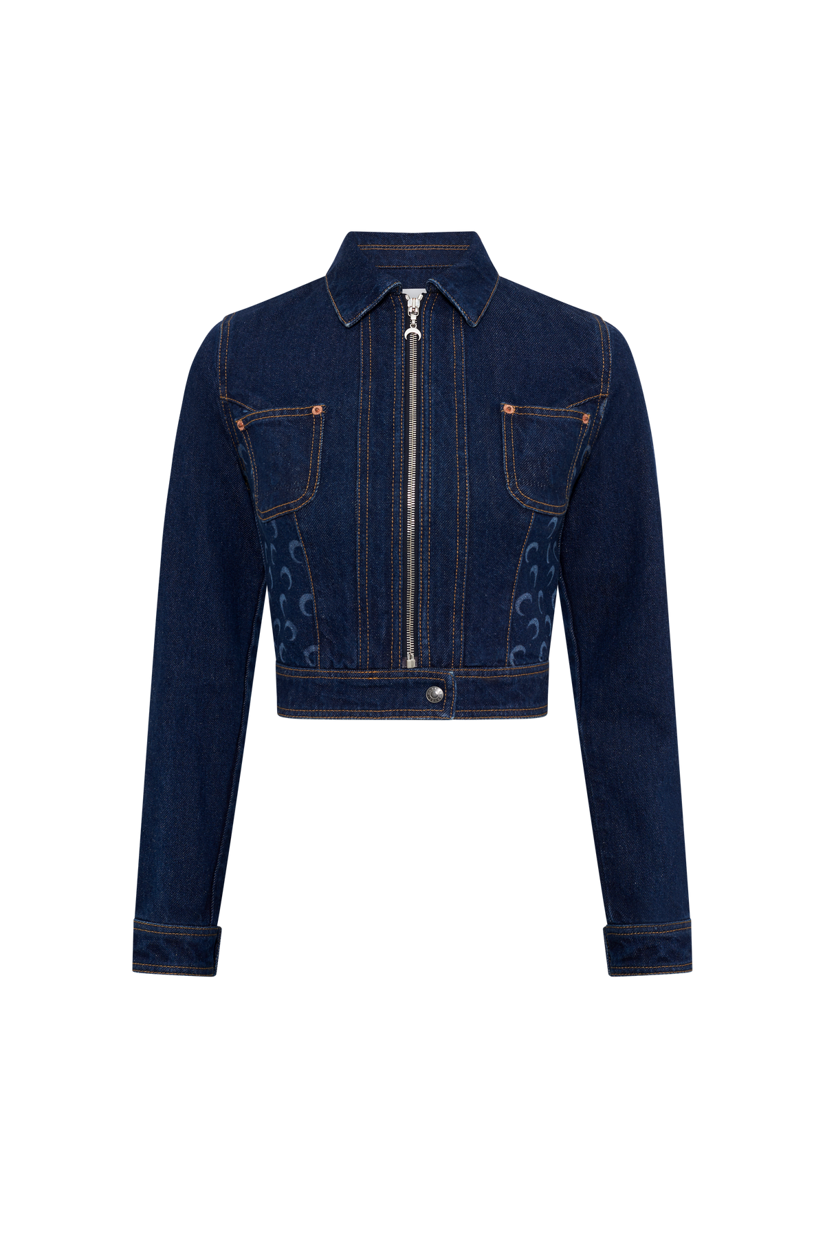 Veste trucker zippée en jean bleu nuit