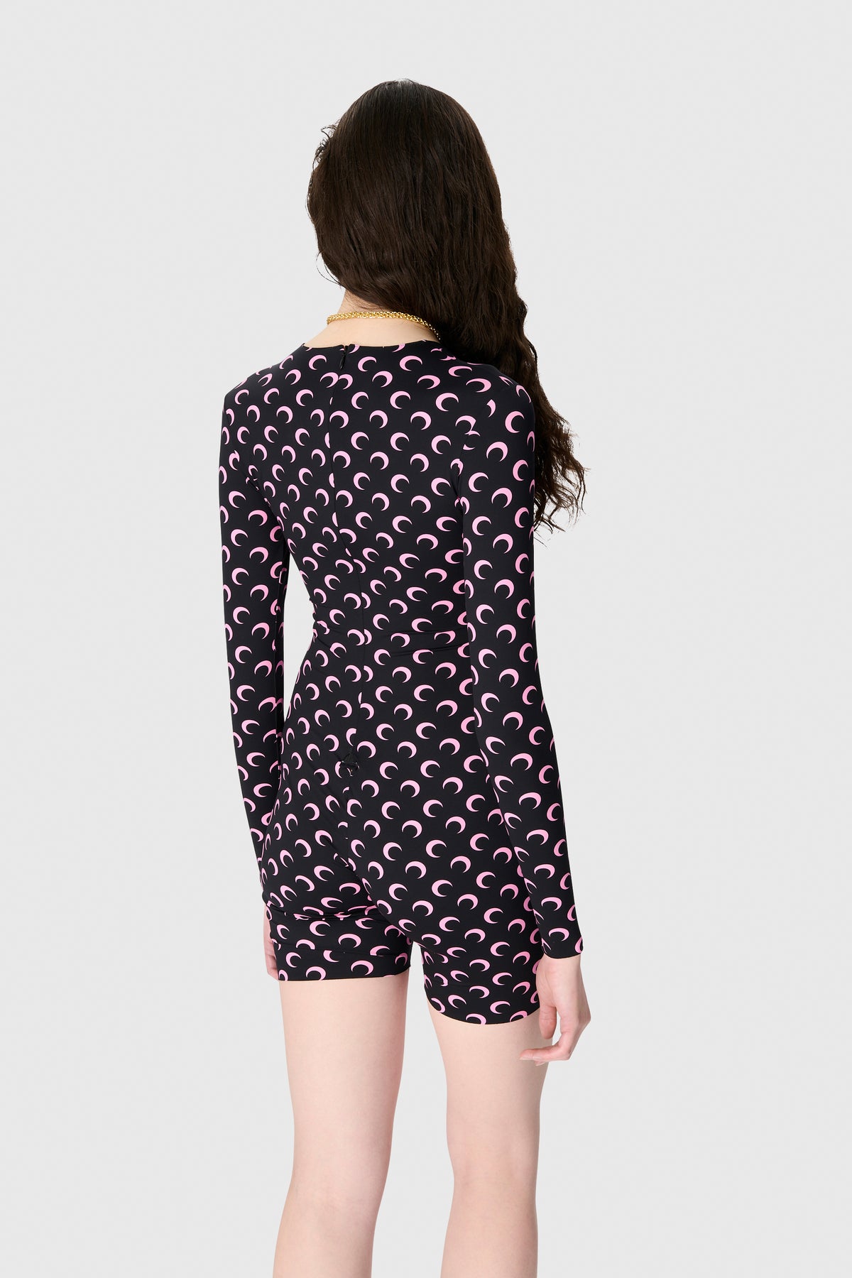 MOON PRINTED JERSEY LS SHORT CATSUIT