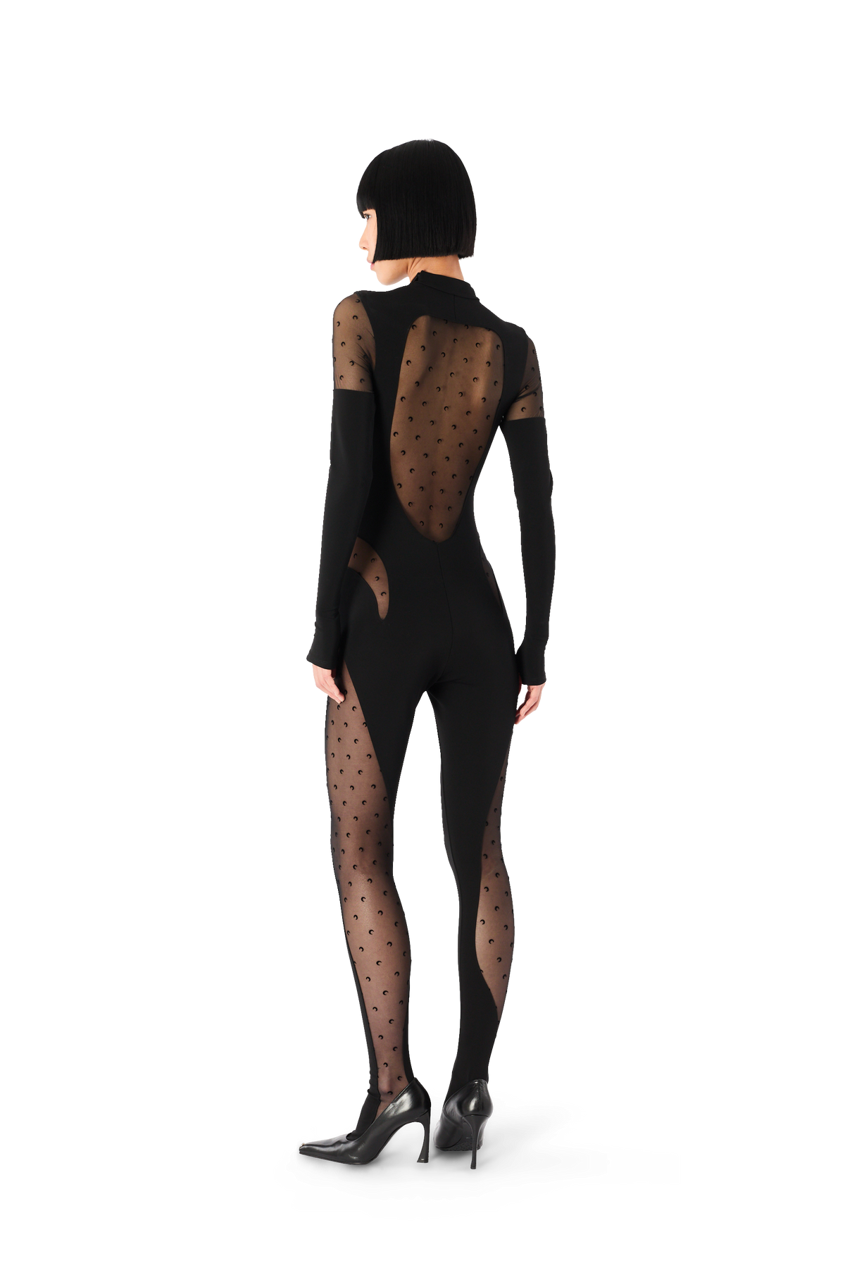 PLUMETIS MESH & SHINY JERSEY CATSUIT