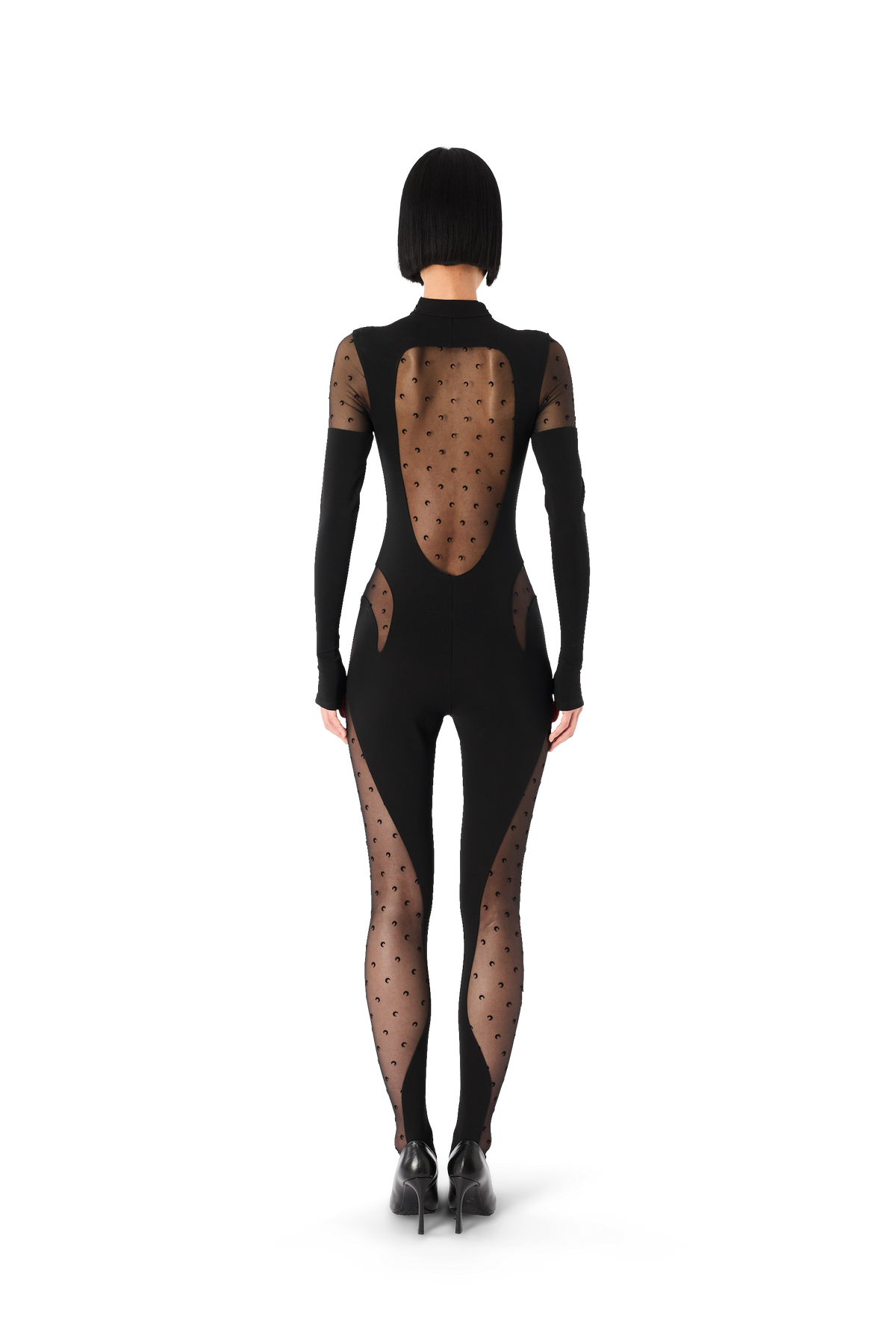 PLUMETIS MESH &amp; SHINY JERSEY CATSUIT, image 4 of 7