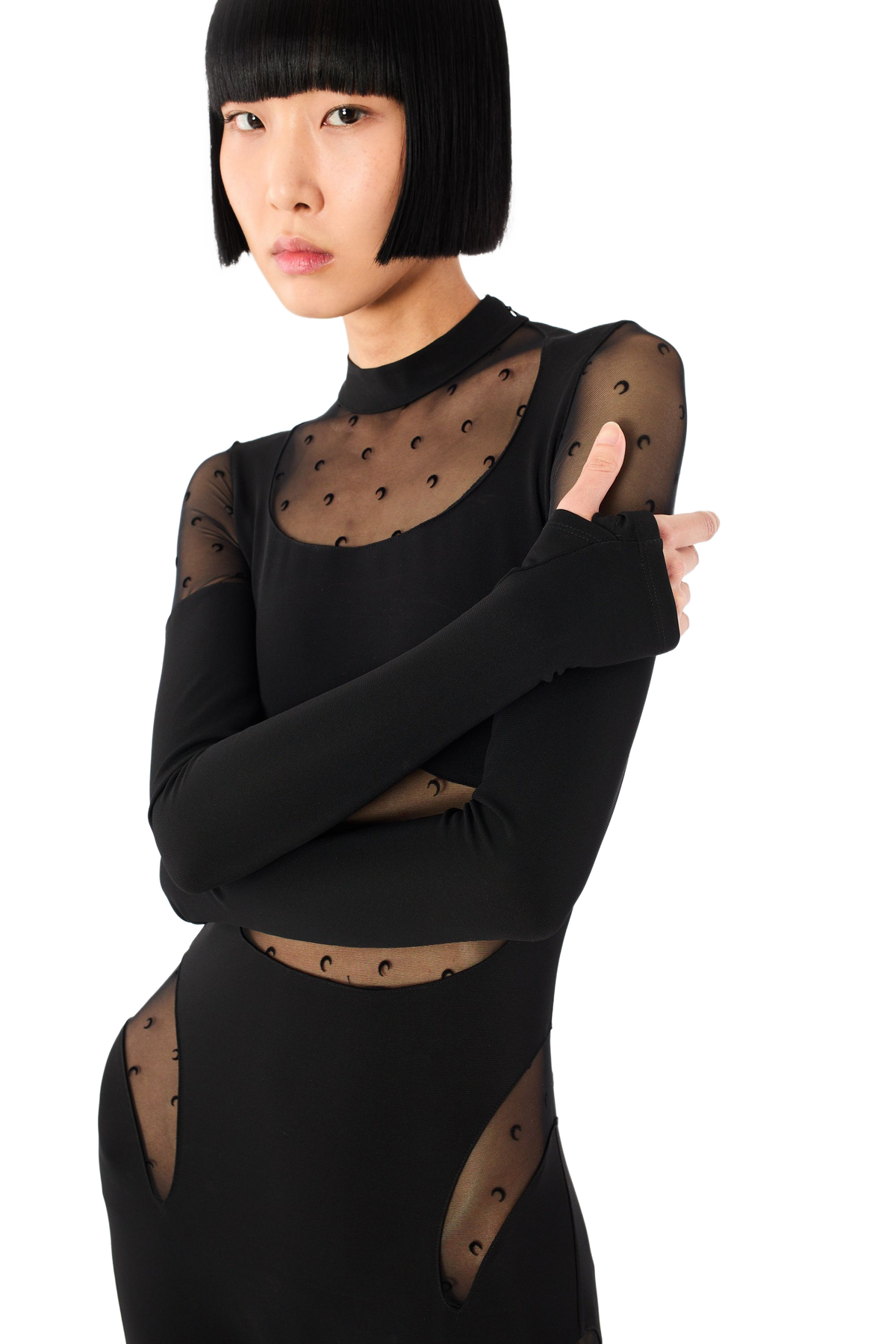 PLUMETIS MESH &amp; SHINY JERSEY CATSUIT, image 5 of 7