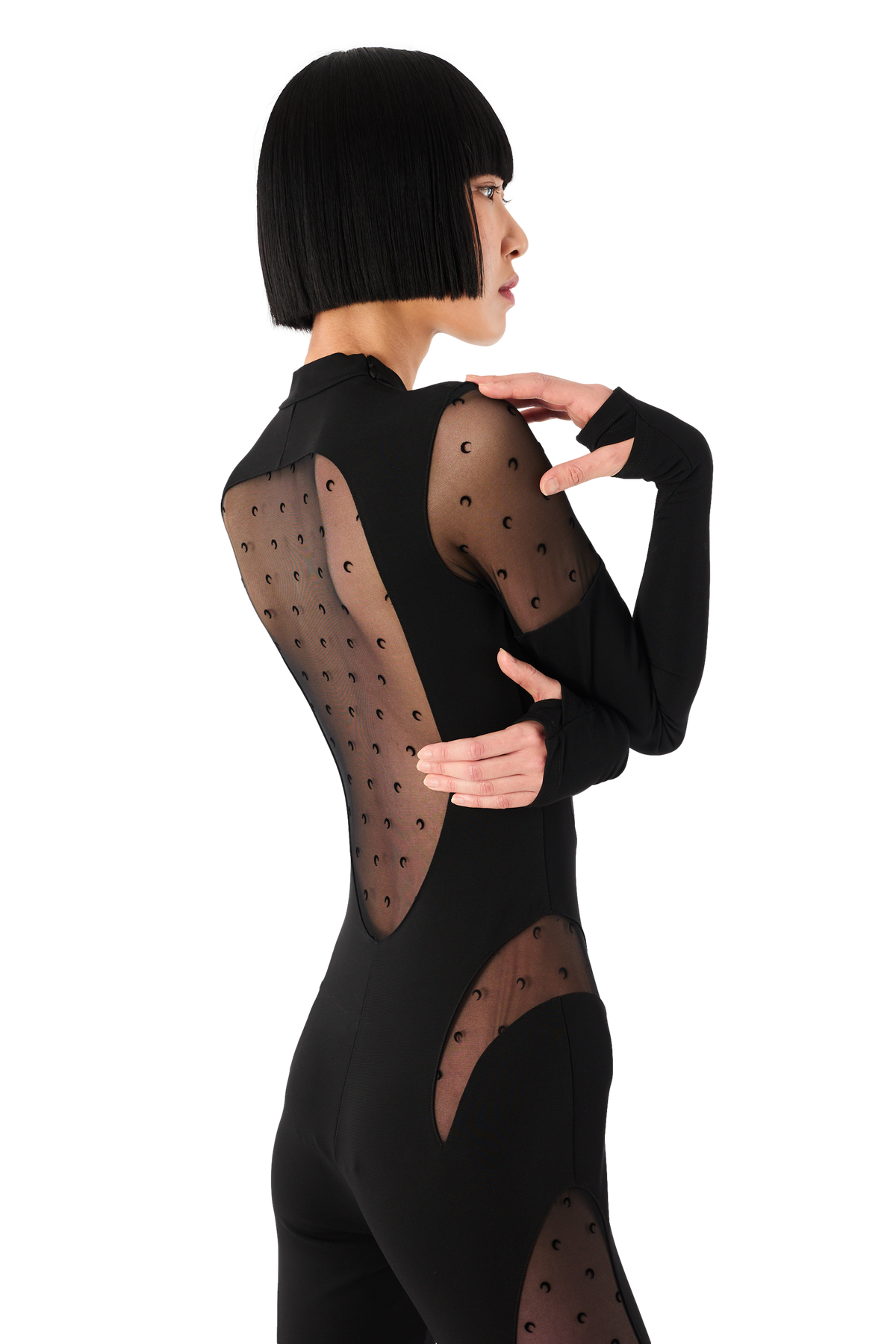 PLUMETIS MESH &amp; SHINY JERSEY CATSUIT, image 6 of 7