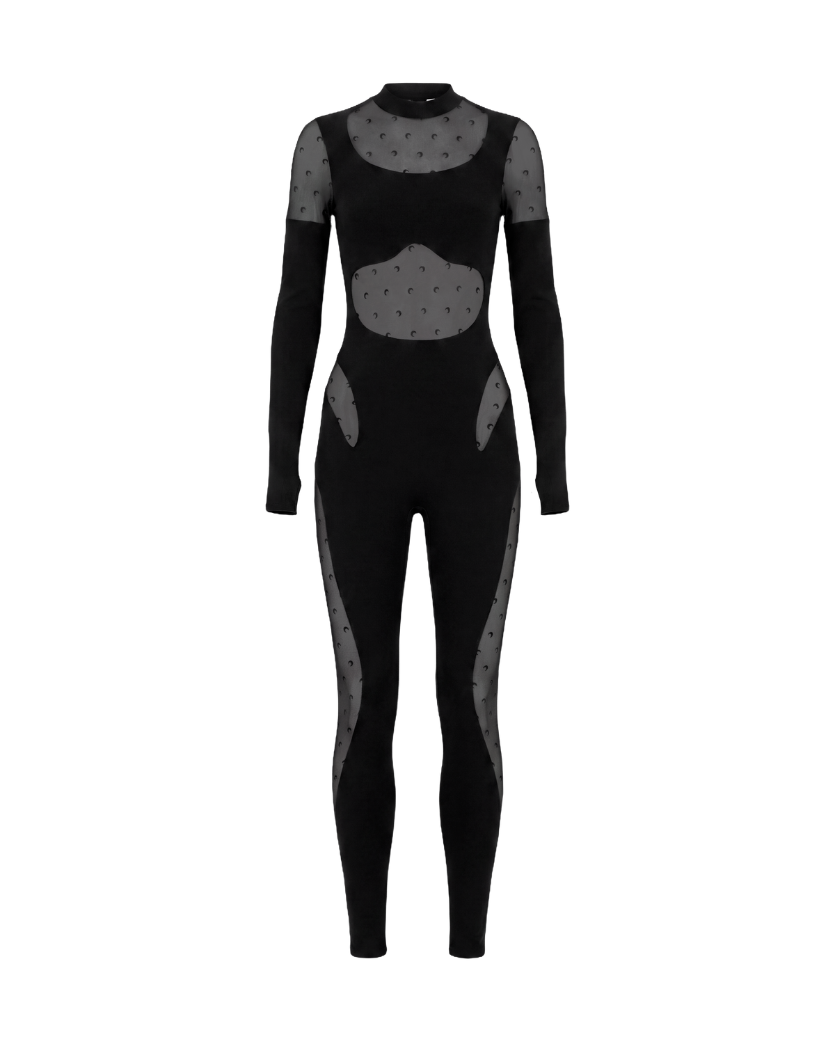 PLUMETIS MESH & SHINY JERSEY CATSUIT