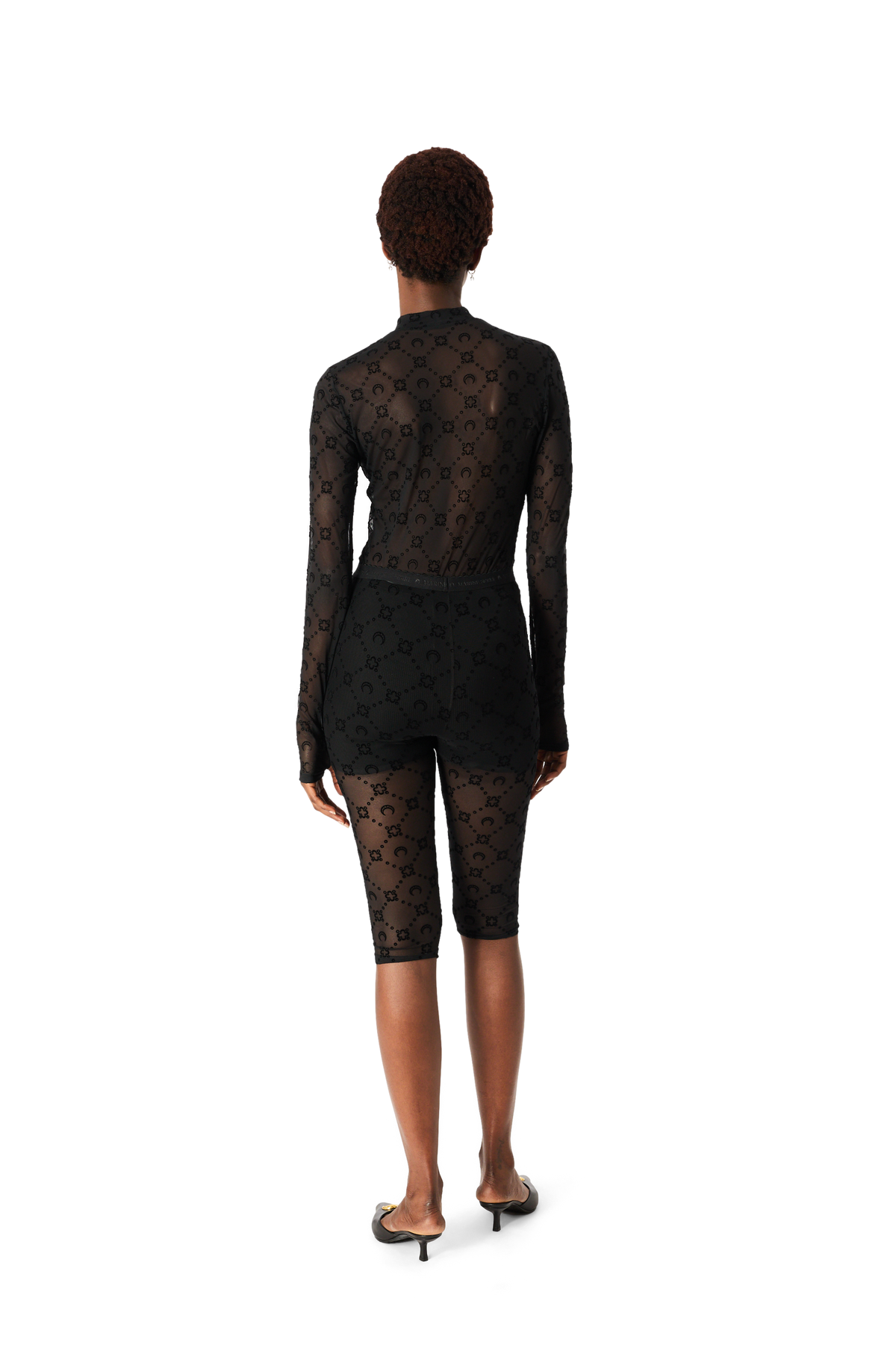 MOONOGRAM MESH FLOCK CAPRI PANTS