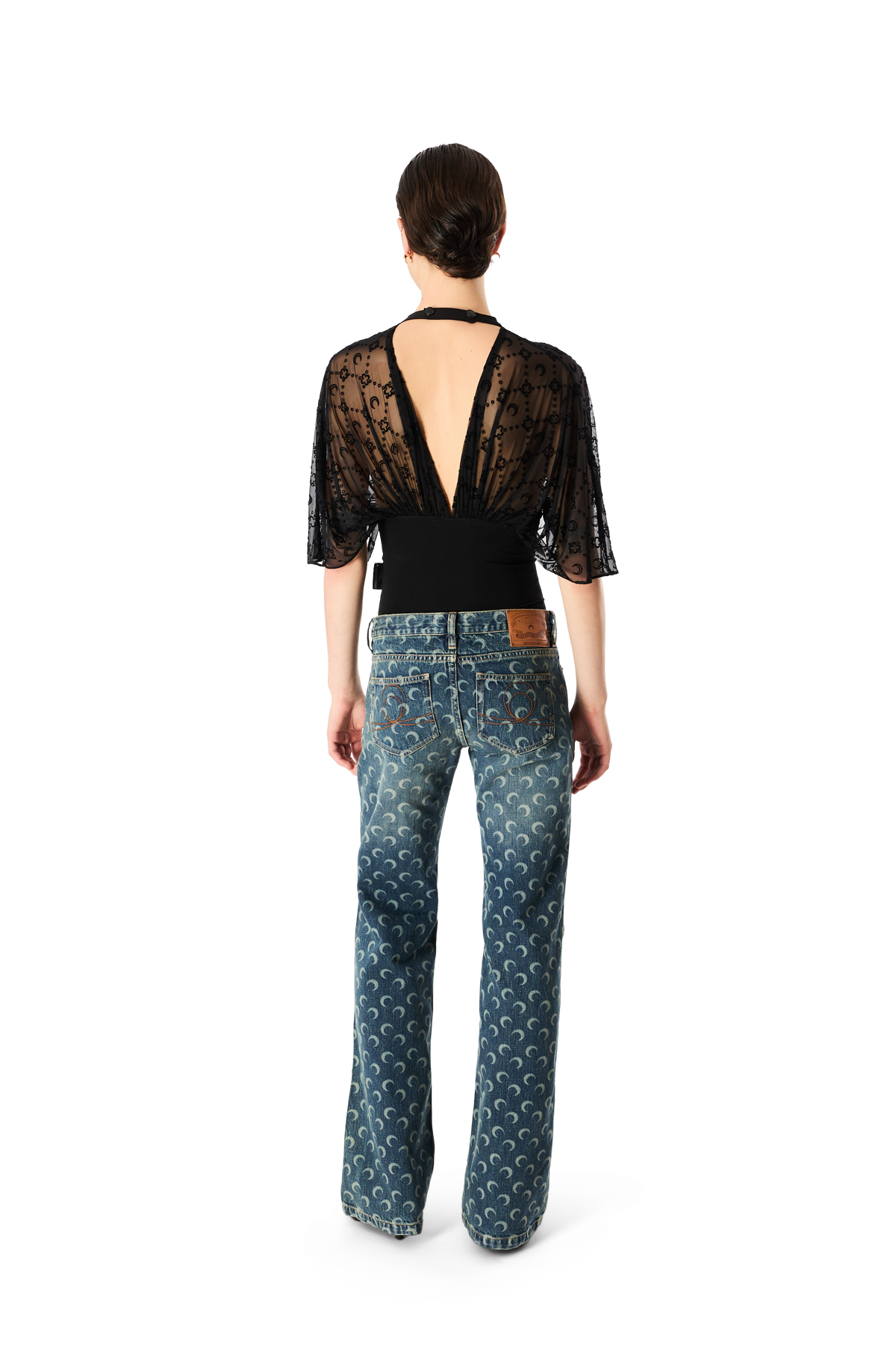 MOON LASER DARK BLUE WASH BOOTCUT JEANS, image 3 of 11