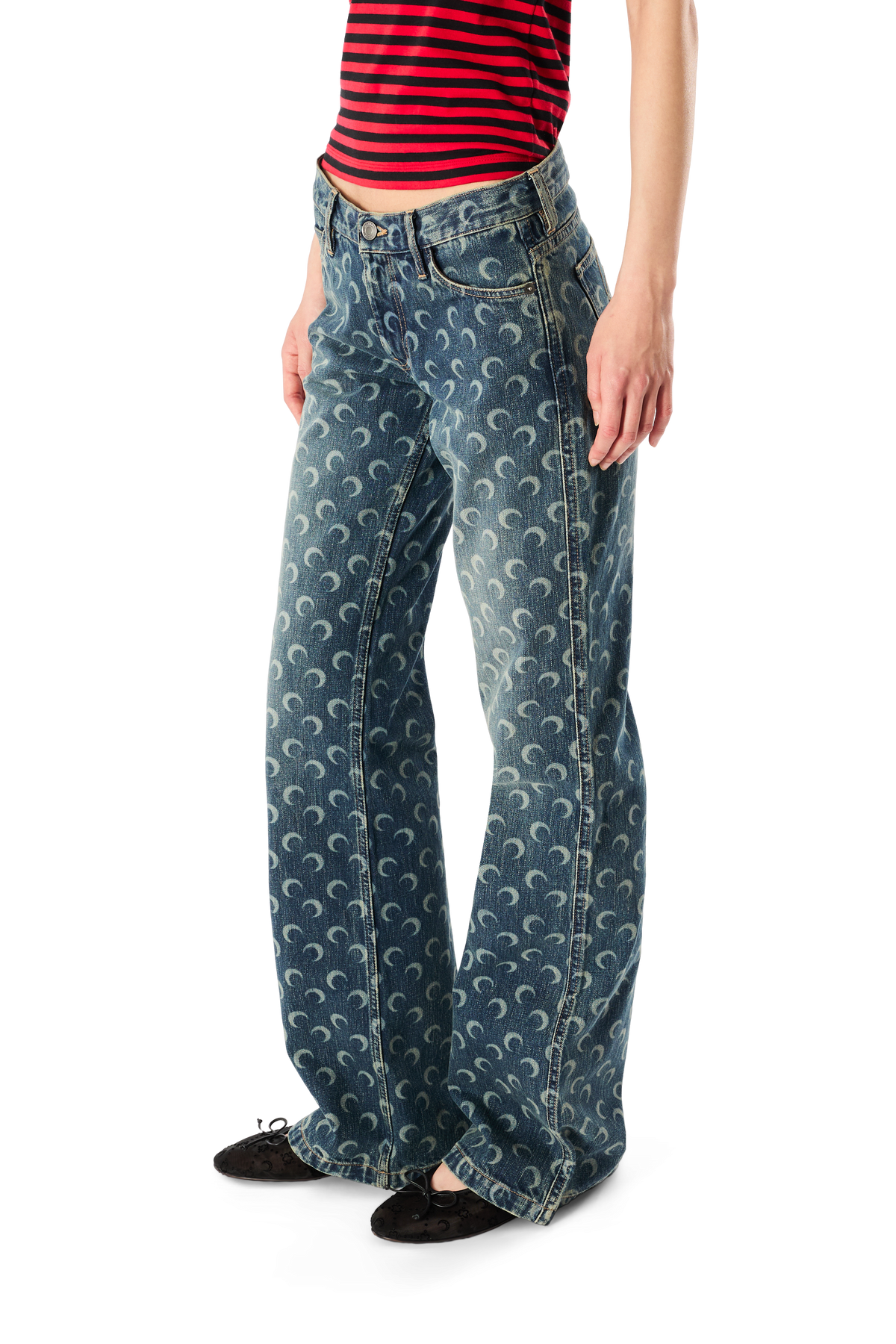 MOON LASER DARK BLUE WASH BOOTCUT JEANS