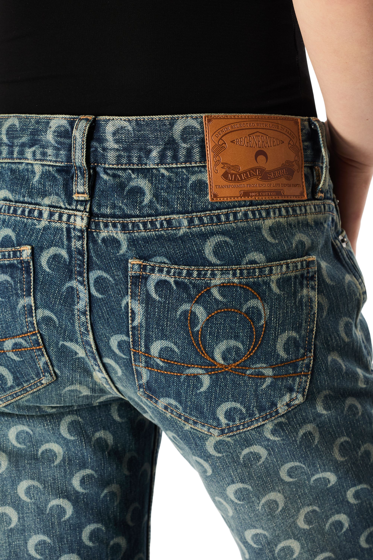 MOON LASER DARK BLUE WASH BOOTCUT JEANS, image 5 of 11