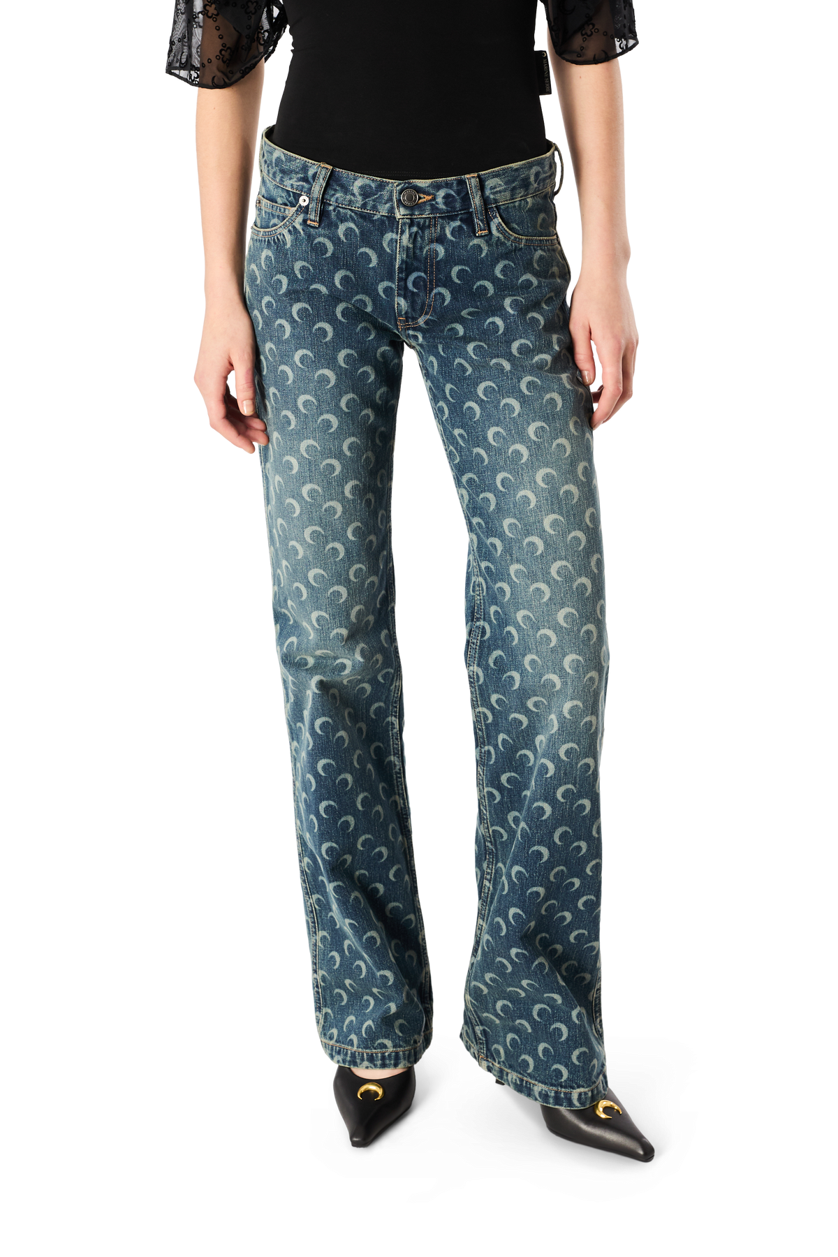 MOON LASER DARK BLUE WASH BOOTCUT JEANS