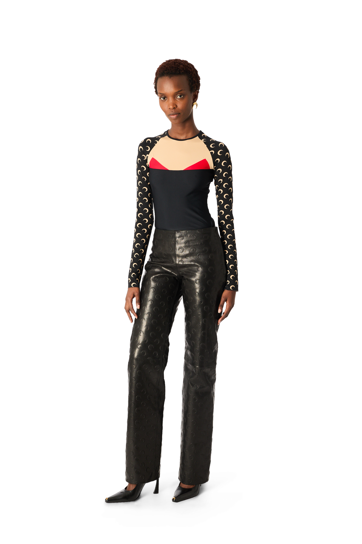 MOON EMBOSSED LEATHER TAILORED PANTS