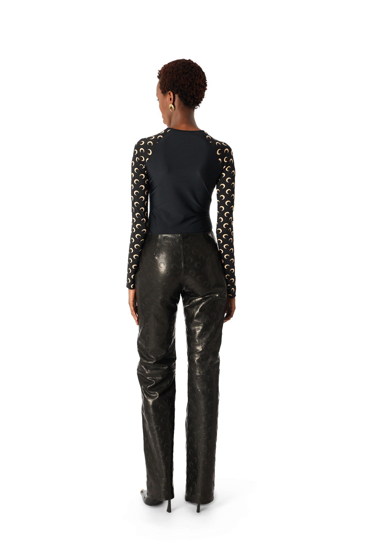 MOON EMBOSSED LEATHER TAILORED PANTS