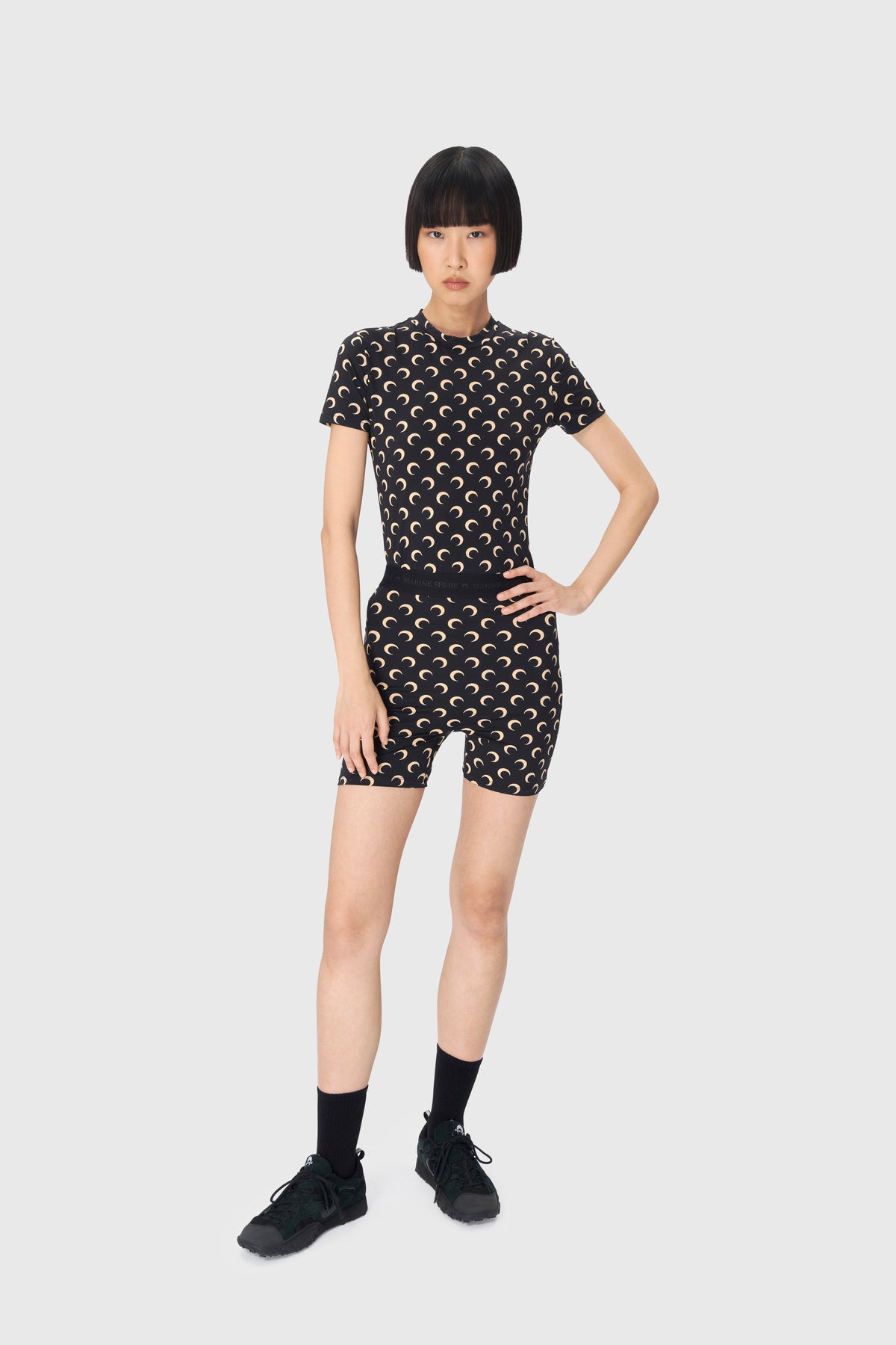 SHORT CYCLISTE EN JERSEY IMPRIMÉ MOON