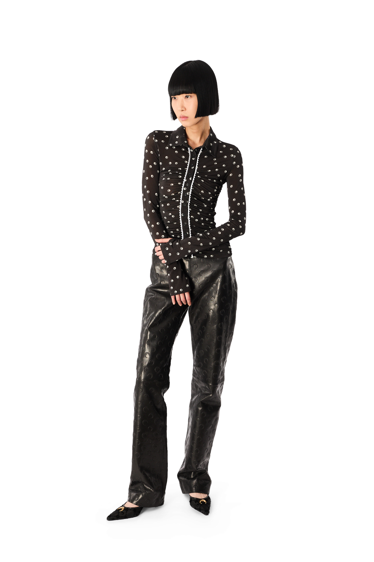 POLKA DOT MOON JERSEY BLOUSE