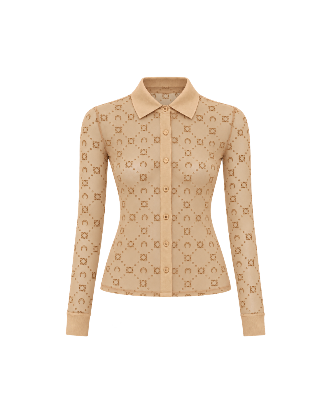 MOONOGRAM MESH FLOCK LONG SLEEVES POLO SHIRT