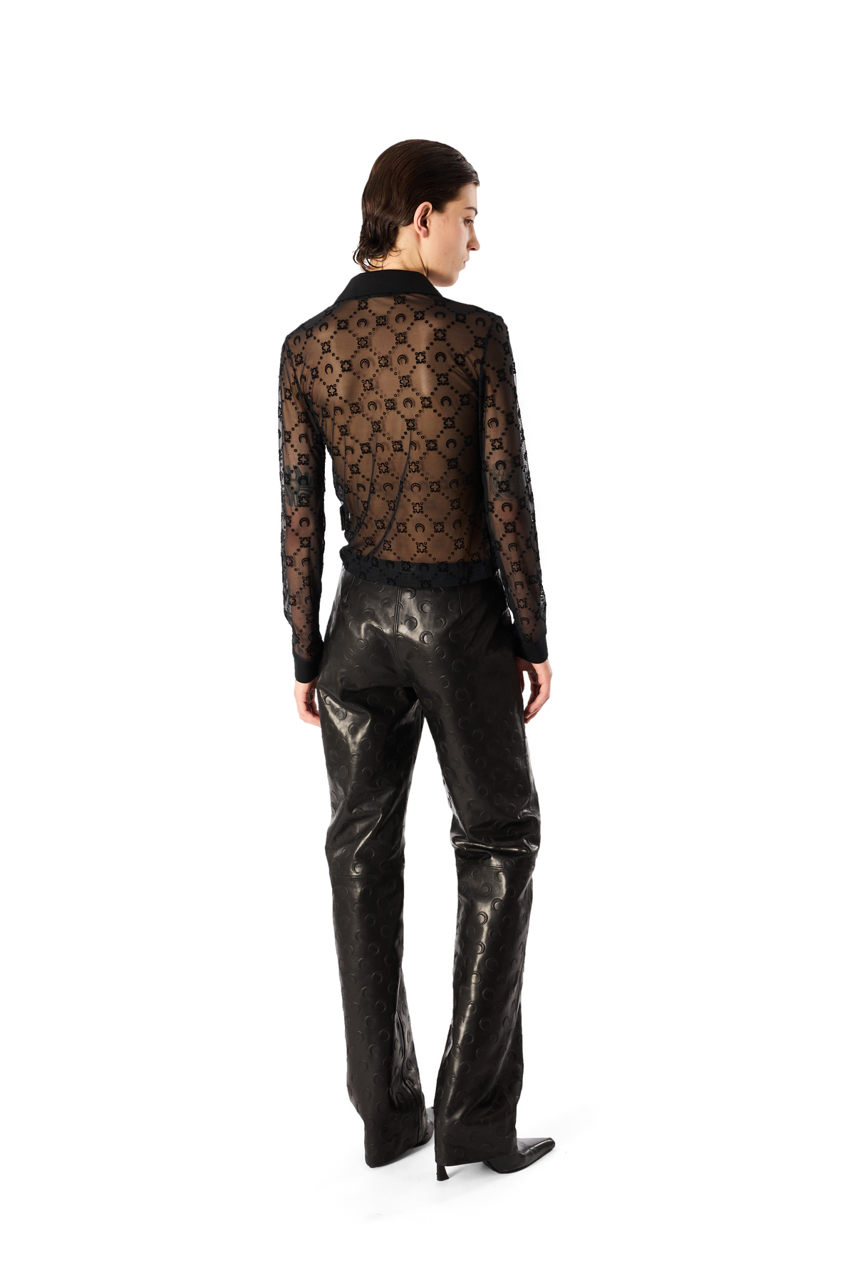 MOONOGRAM MESH FLOCK LONG SLEEVES POLO SHIRT
