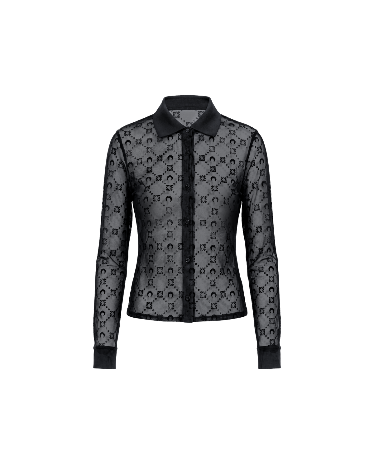 MOONOGRAM MESH FLOCK LONG SLEEVES POLO SHIRT