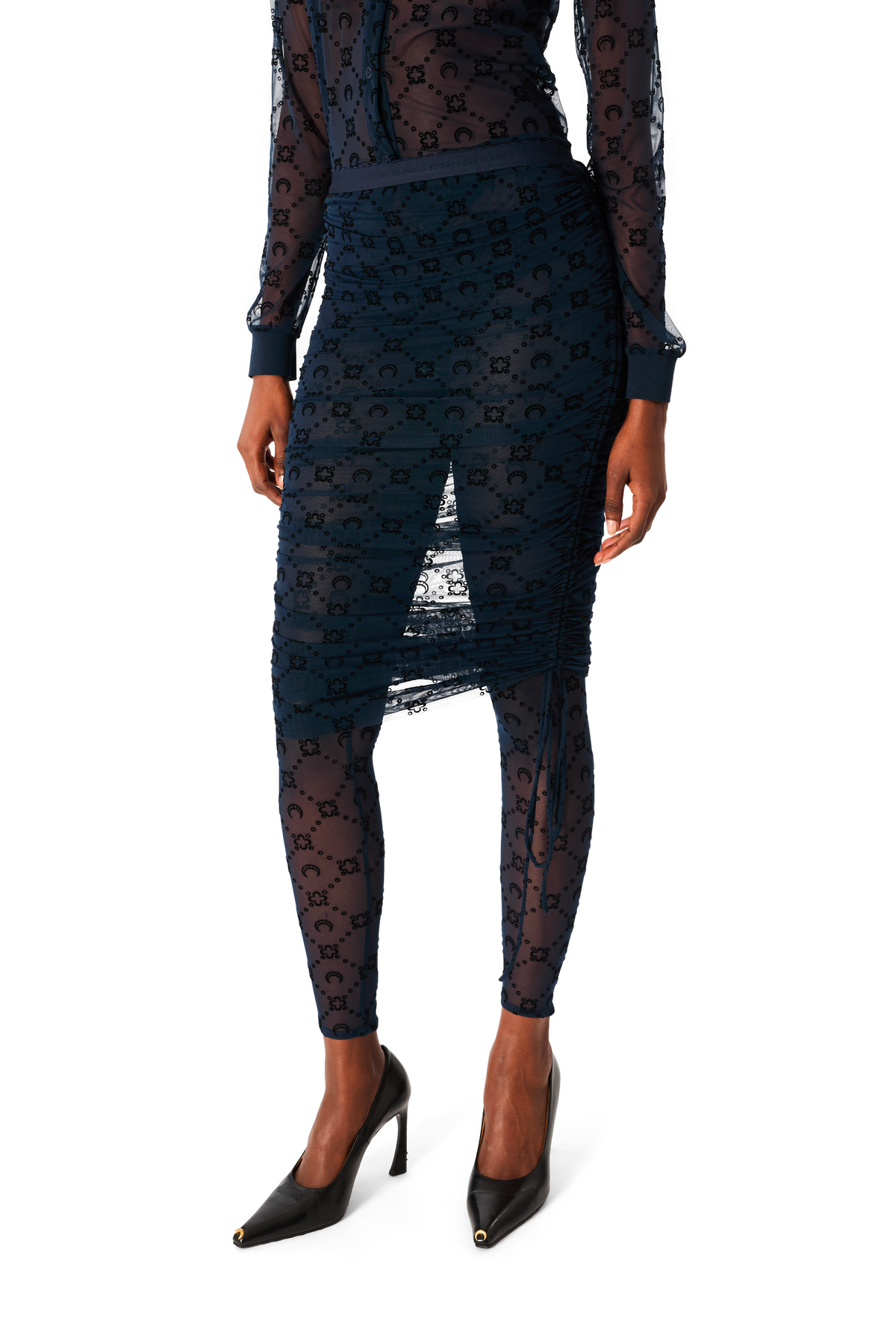 MOONOGRAM MESH FLOCK LONG SLEEVES POLO SHIRT