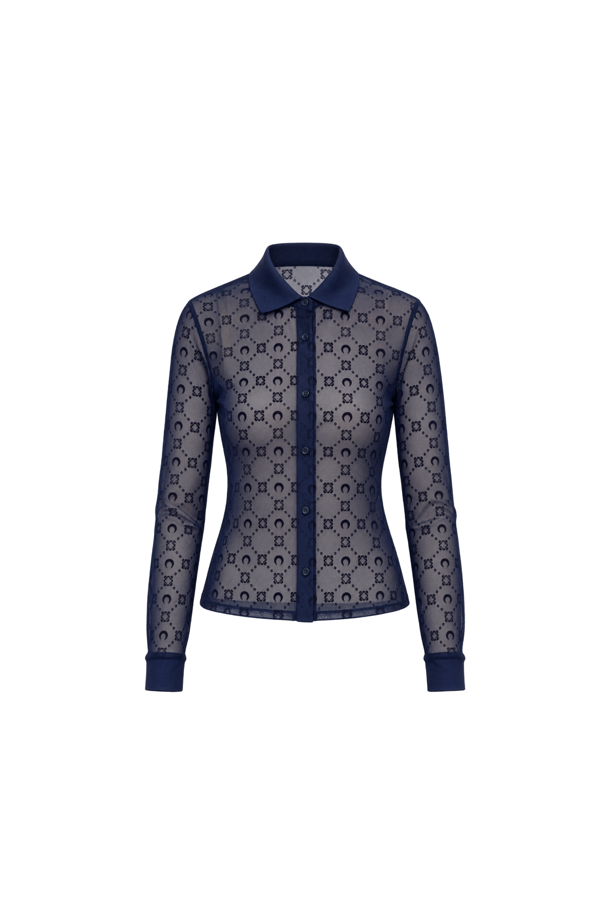 MOONOGRAM MESH FLOCK LONG SLEEVES POLO SHIRT