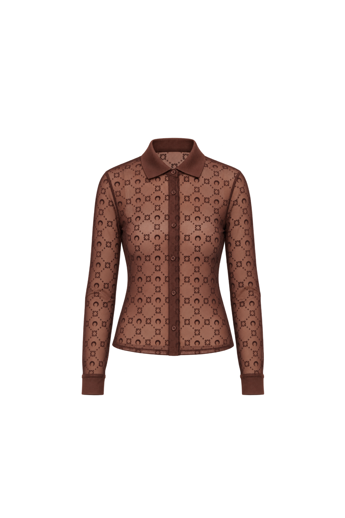 MOONOGRAM MESH FLOCK LONG SLEEVES POLO SHIRT