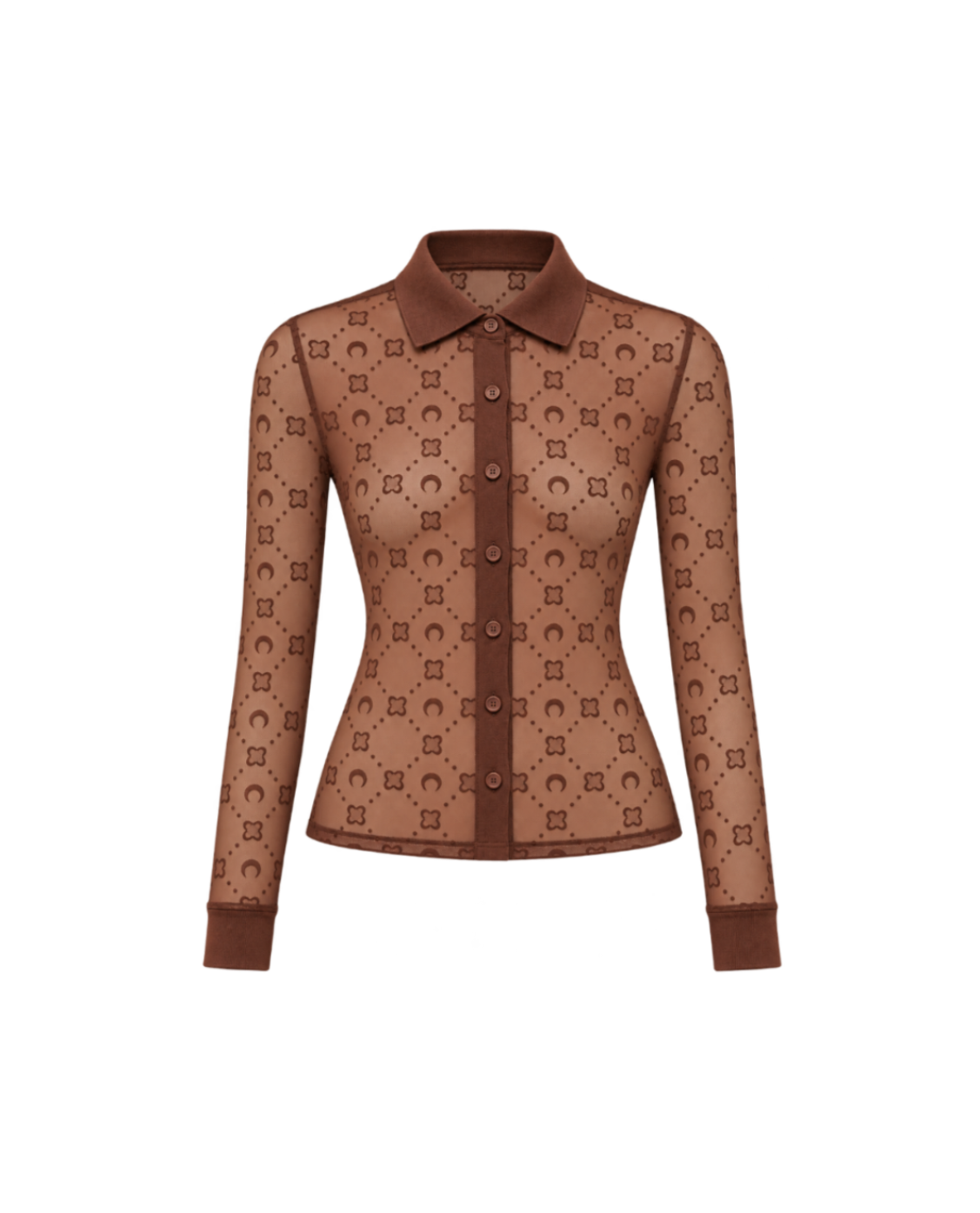 MOONOGRAM MESH FLOCK LONG SLEEVES POLO SHIRT