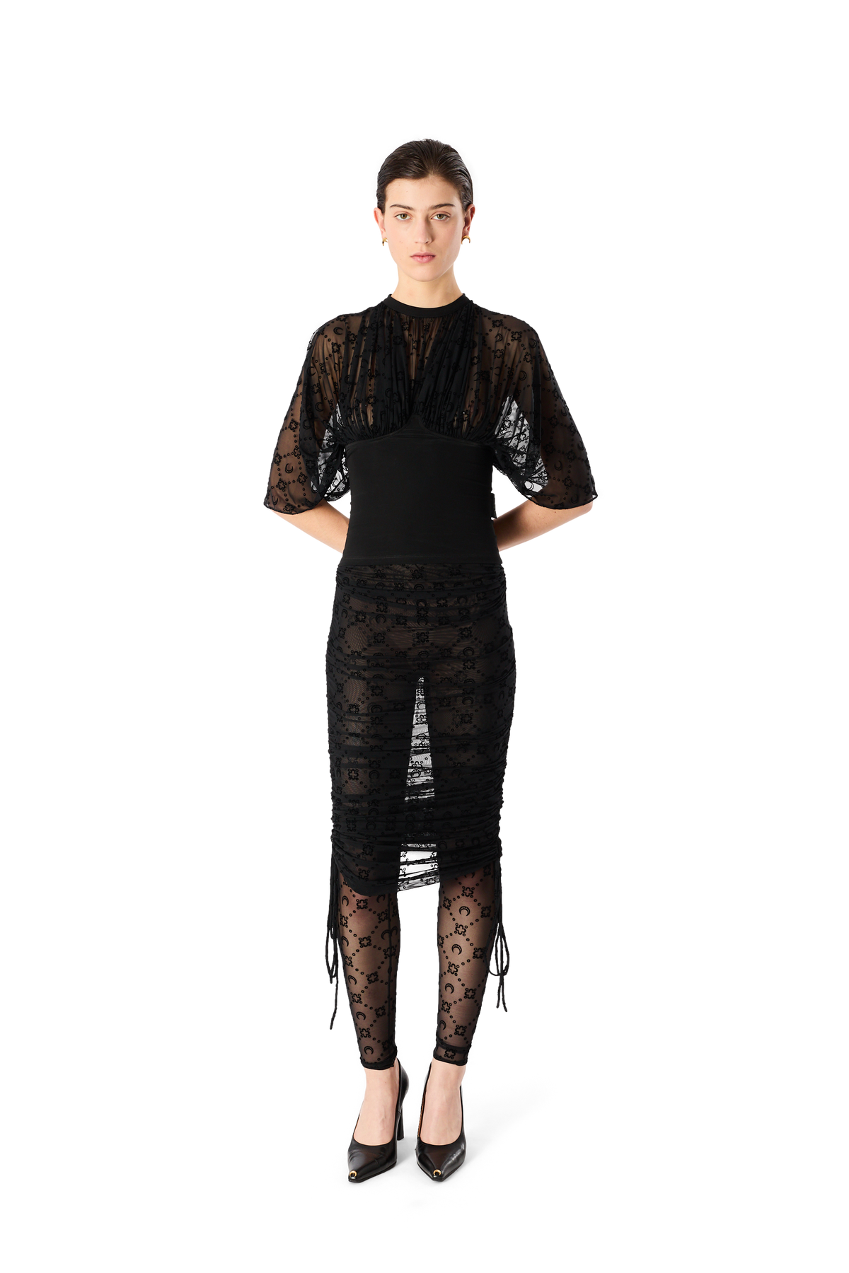 MOONOGRAM MESH FLOCK PANT-SKIRT