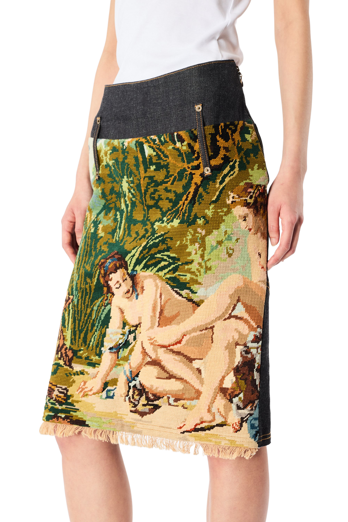 UPC CANEVAS RAW DENIM MIDI SKIRT