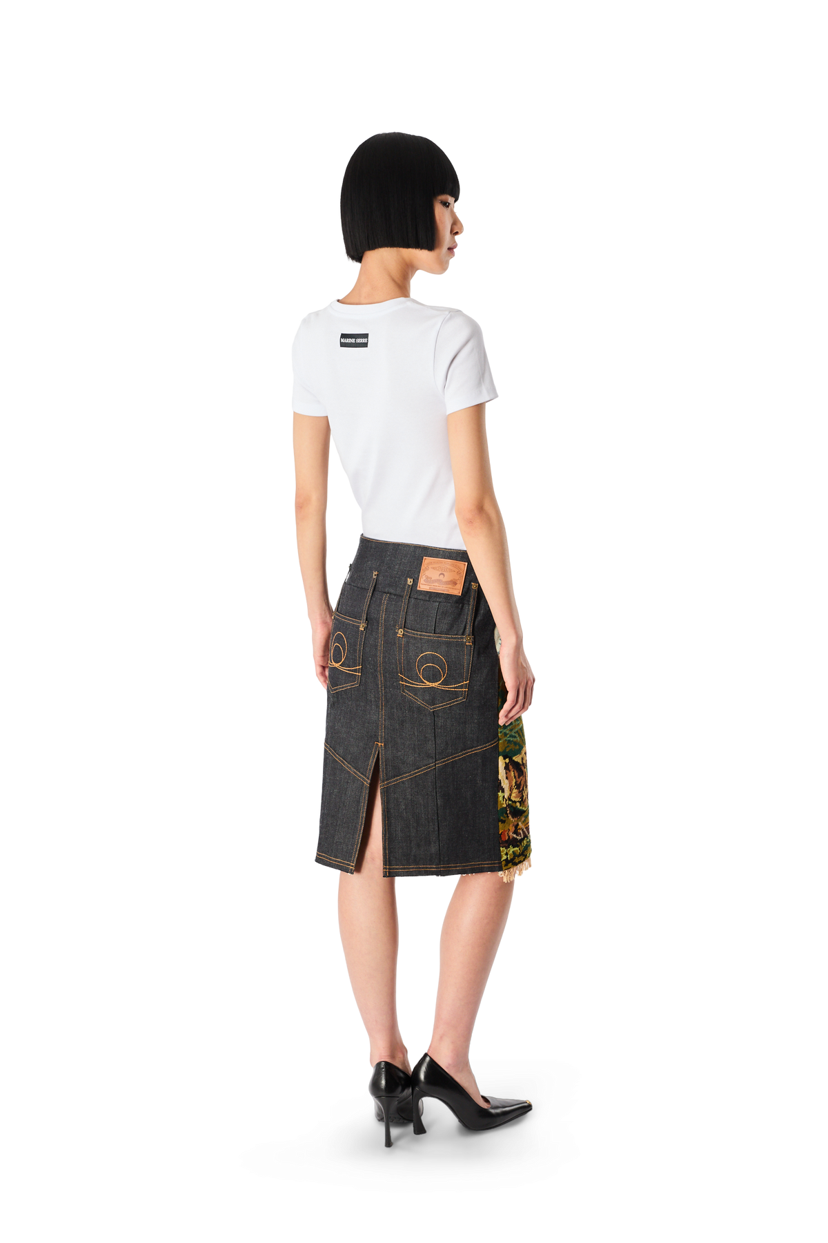 UPC CANEVAS RAW DENIM MIDI SKIRT